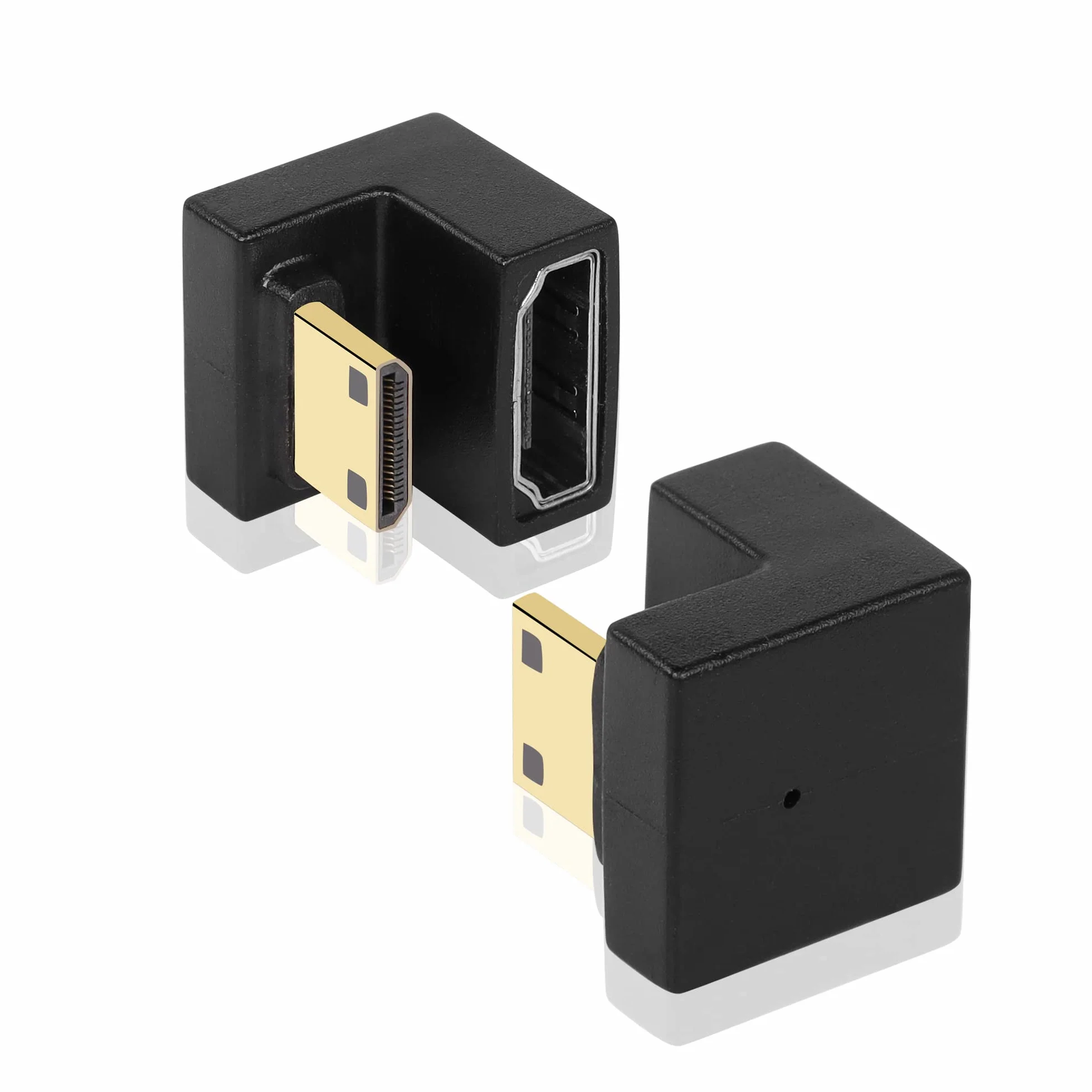 GINTOOYUN U Form Adapter Mini HDMI na HDMI 8K mini wtyczka do 180 stopni gniazda przedłużacz do aparatu, laptopa, tabletu, HDTV, projektora, 2 szt.