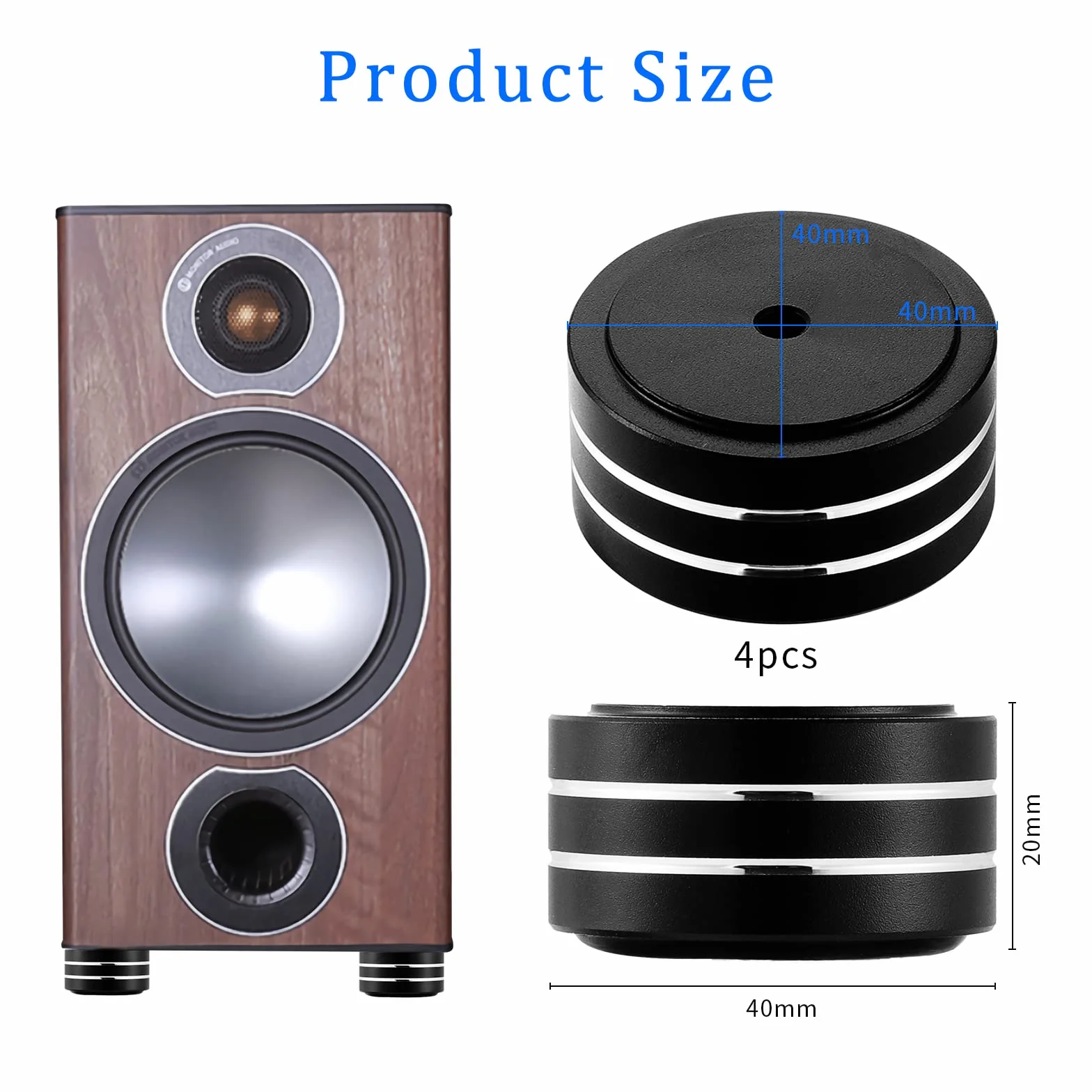 4 szt. izolacyjne nóżki głośnikowe zderzaki, aluminiowy stojak izolacyjny głośnika HiFi AMP, do kina domowego, elektroniki, sprzętu audio