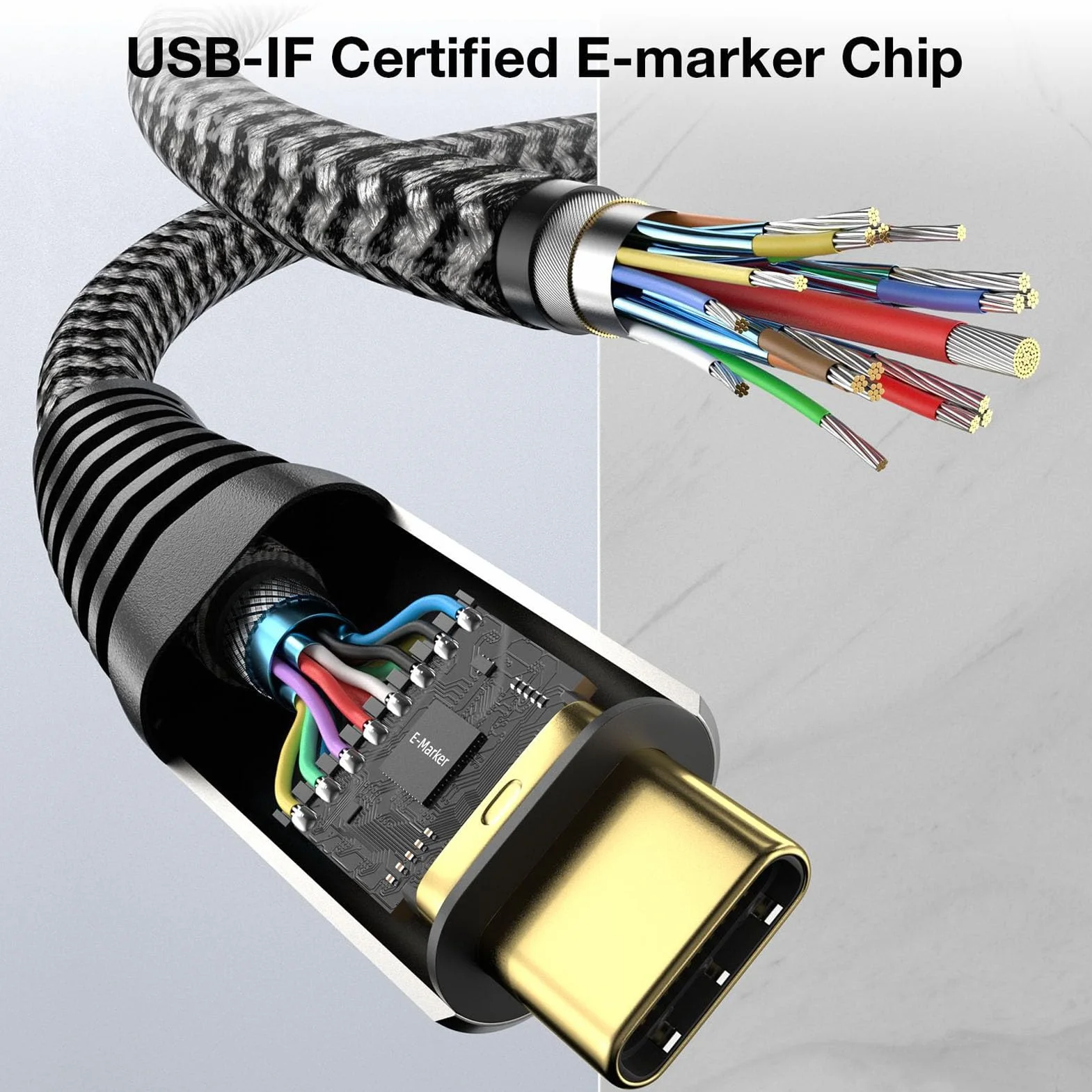 Przewód USB C na USB C PD 3.1 240W 4K 60Hz 0,5m