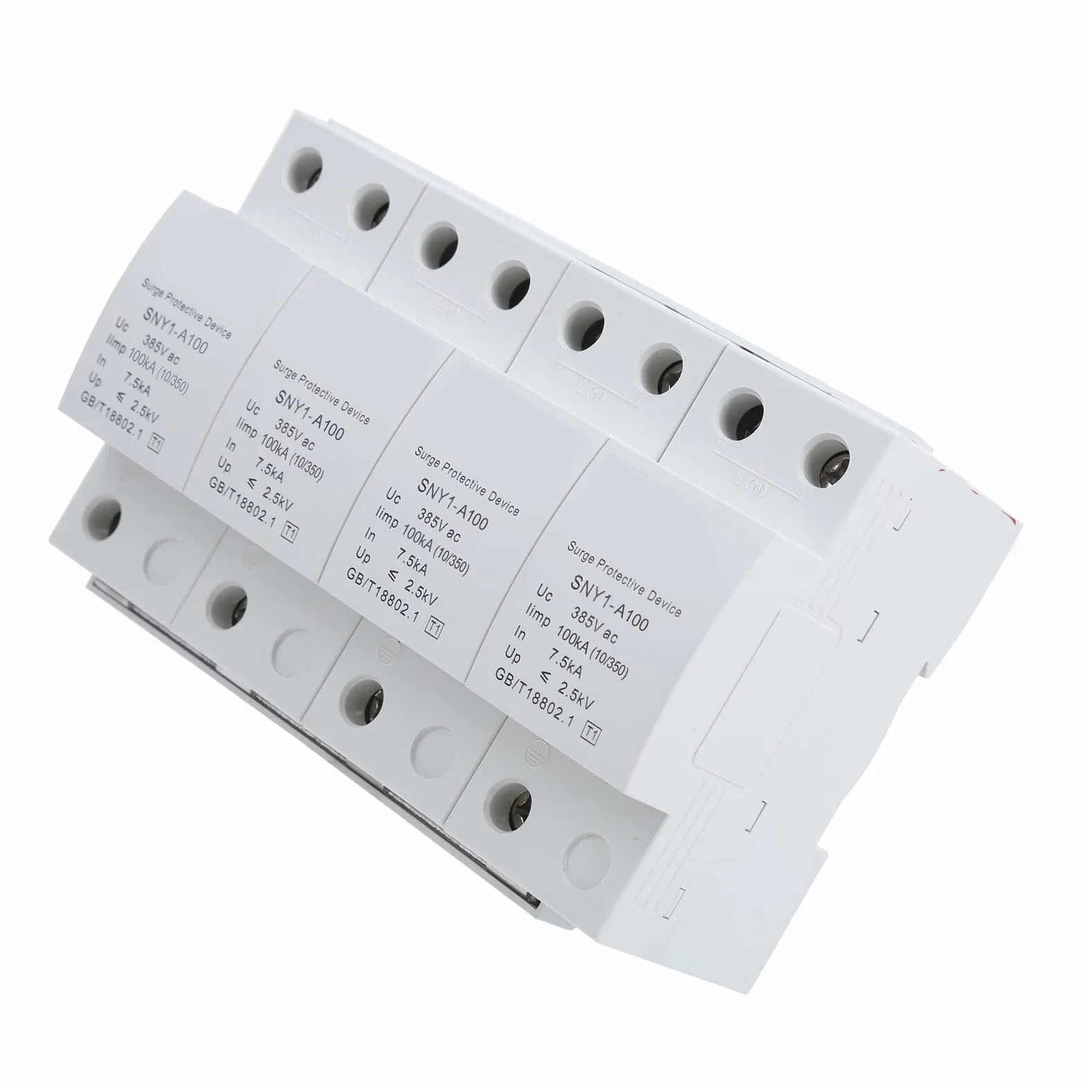 Ochronnik Przeciwprzepięciowy 4P PBT Plug In Urządzenie Przeciwprzepięciowe 385VAC 50KA Zamiennik Wyłącznika Automatycznego na szynę DIN do Szafy Rozdzielczej Mocy Systemy Fotowoltaiczne w
