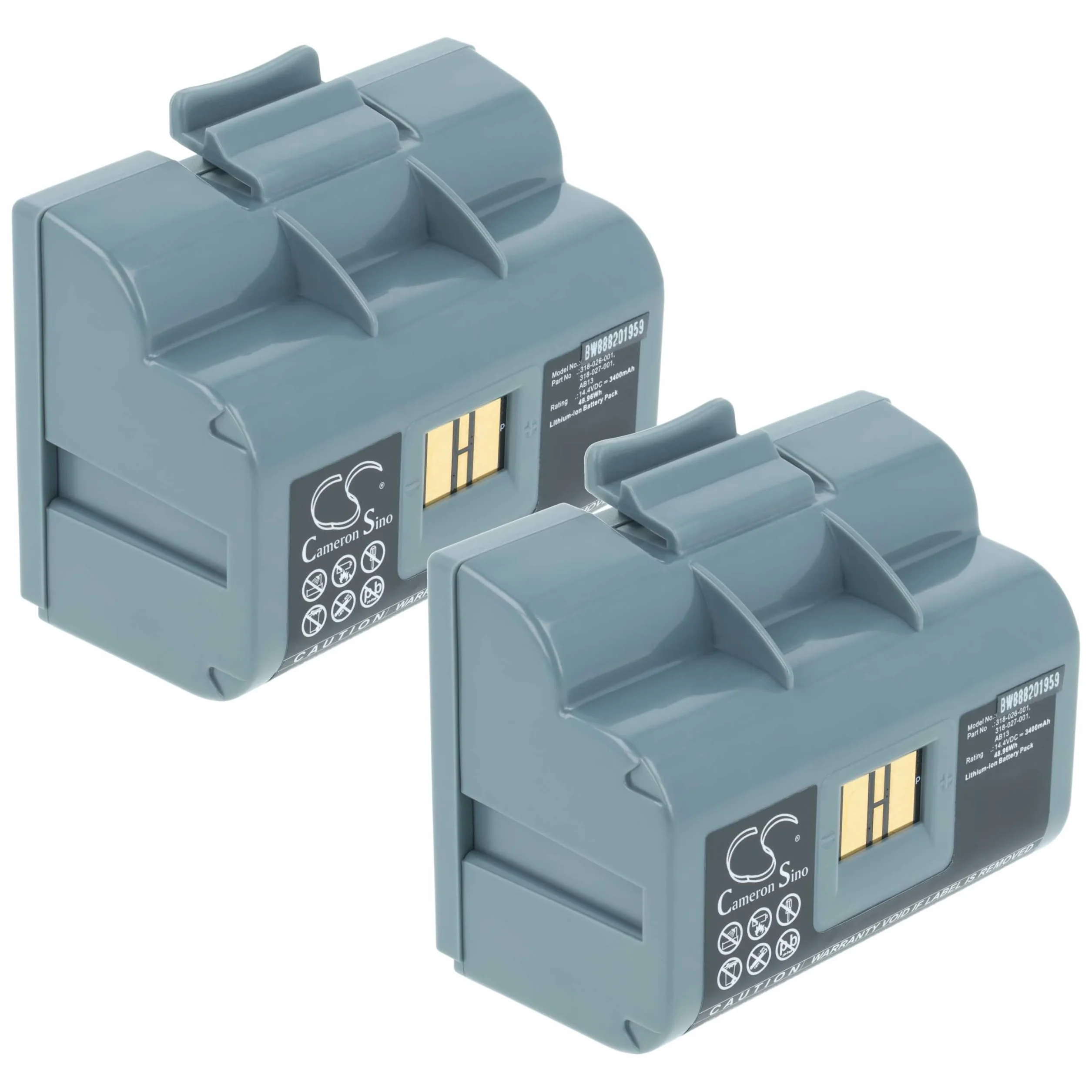 vhbw 2 x bateria kompatybilna z drukarką Intermec PB51, PW50, PW50-18, PB5X, PB50 drukarka kopiarka, skaner etykiet (3400 mAh, 14,4 V, litowo-jonowy)
