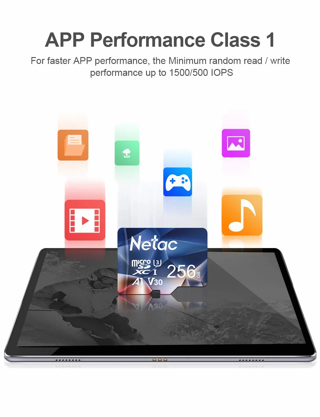 Netac Karta micro SD 256 GB Exfat 100 MB/S, MicroSDXC karta pamięci do smartfona, przełącznika, tabletu, aparatu, drona, Raspberry pi - karty pamięci P500 do telefonu komórkowego