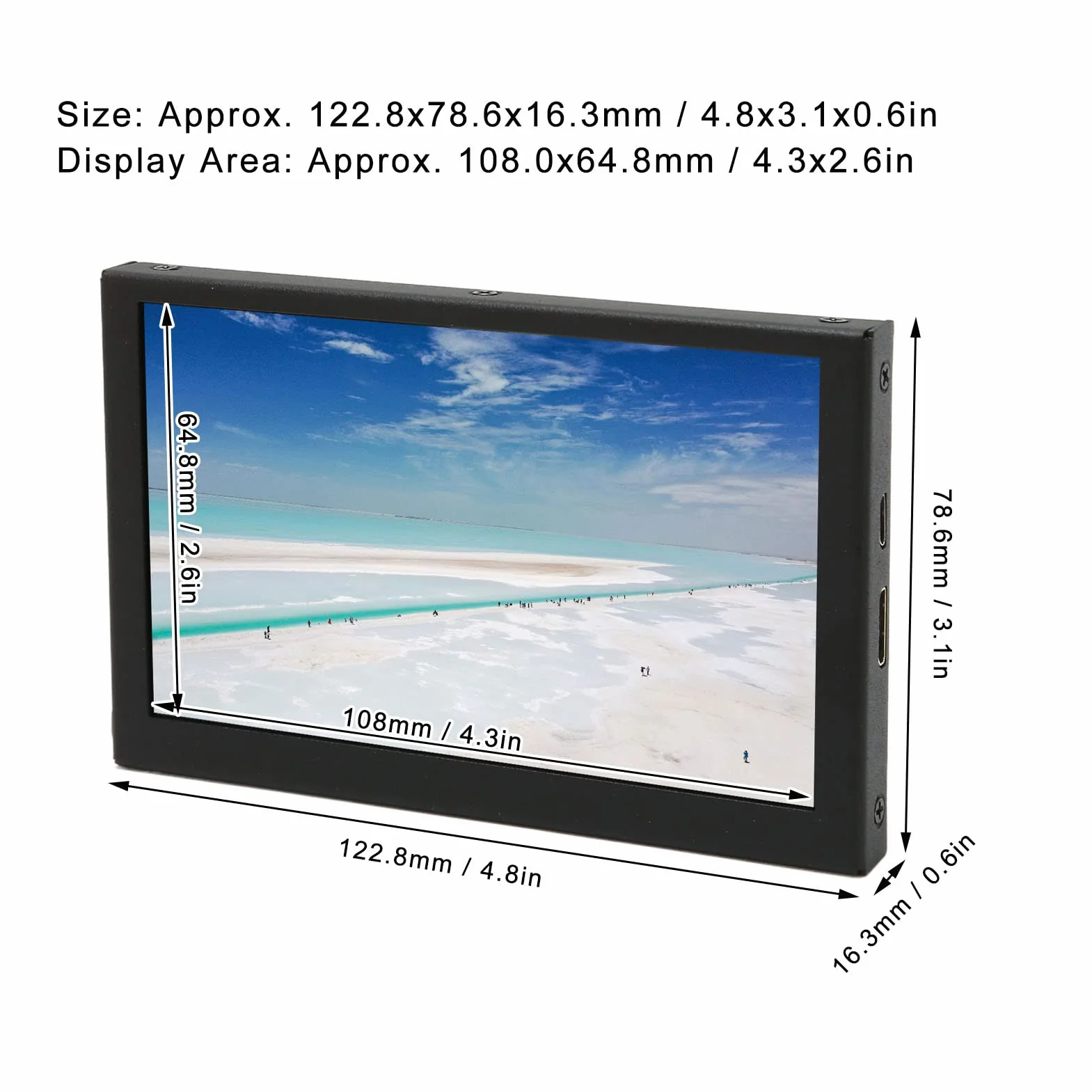 5-calowy Monitor, Ekran LCD Mini IPS 800x480 Mały Monitor, Metalowa Obudowa Komputer Przenośny Monitor Podekranowy dla Interfejsu HDMI dla Komputera RPi dla Windows 7 8 10 dla OS X