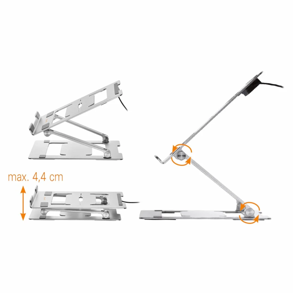 myWall Stojak na laptopa HT17L, ergonomiczny uchwyt na laptopa na biurko, notebooka i MacBook, kompatybilny z 11-17 cali, wentylowany i składany, uchwyt na laptopa