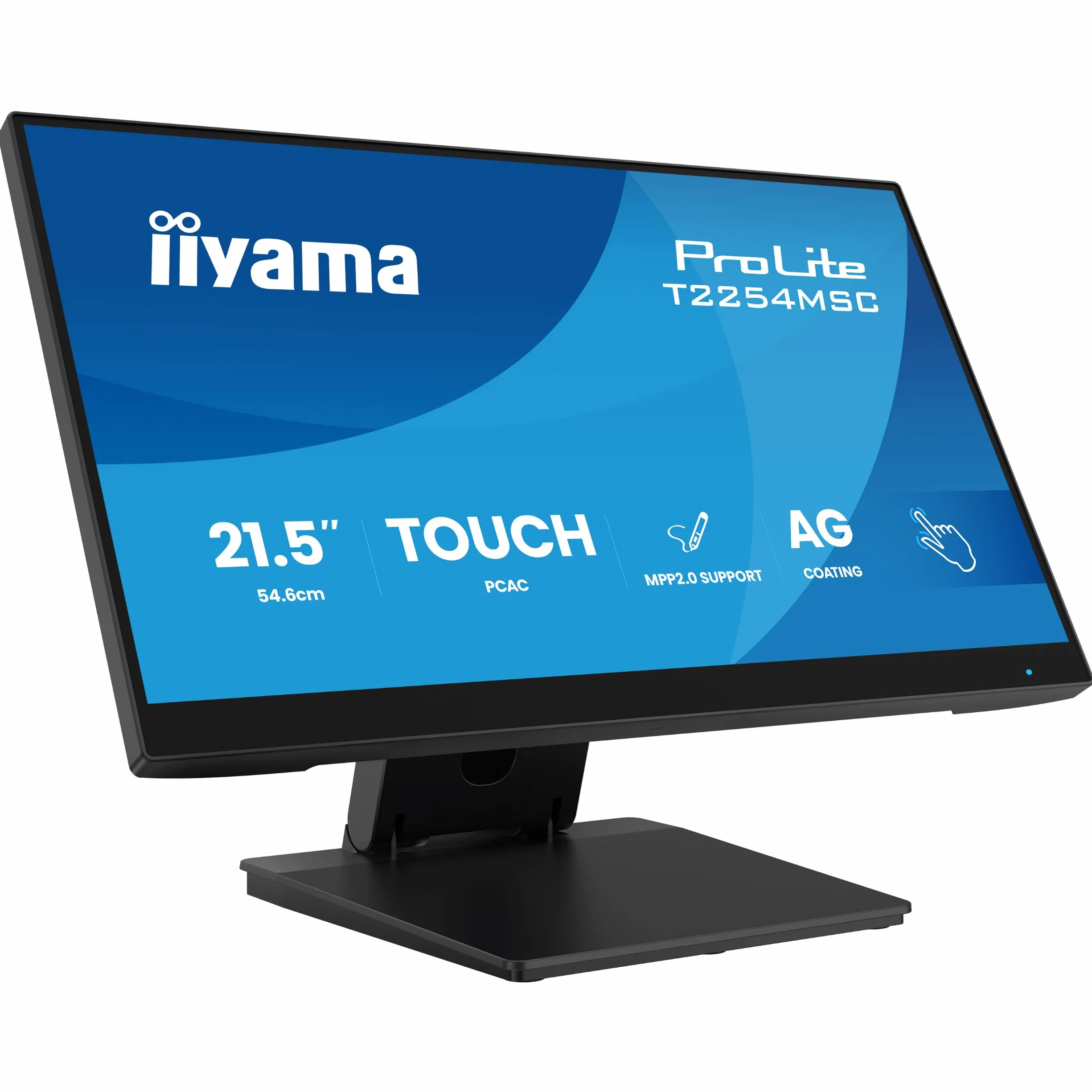 iiyama Prolite T2254MSC-B2AG 54,6 cm 21,5" monitor LED IPS Full-HD 10-punktowy Multitouch Optical-Bonded pojemnościowy HDMI DP USB 3.2 powłoka antyodblaskowa regulacja wysokości 7H MPP2.0 czarny