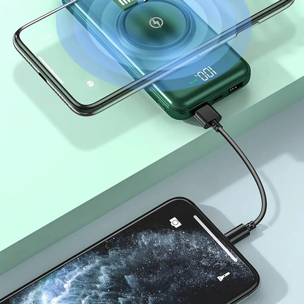 JJJ Awaryjna o dużej pojemności jest wyposażony w czteroprzewodowy powerbank 20.000 mAh telefon komórkowy o dużej pojemności Praktyczne zasilanie przenośne (kolor: biały, rozmiar: 30 000 mAh)