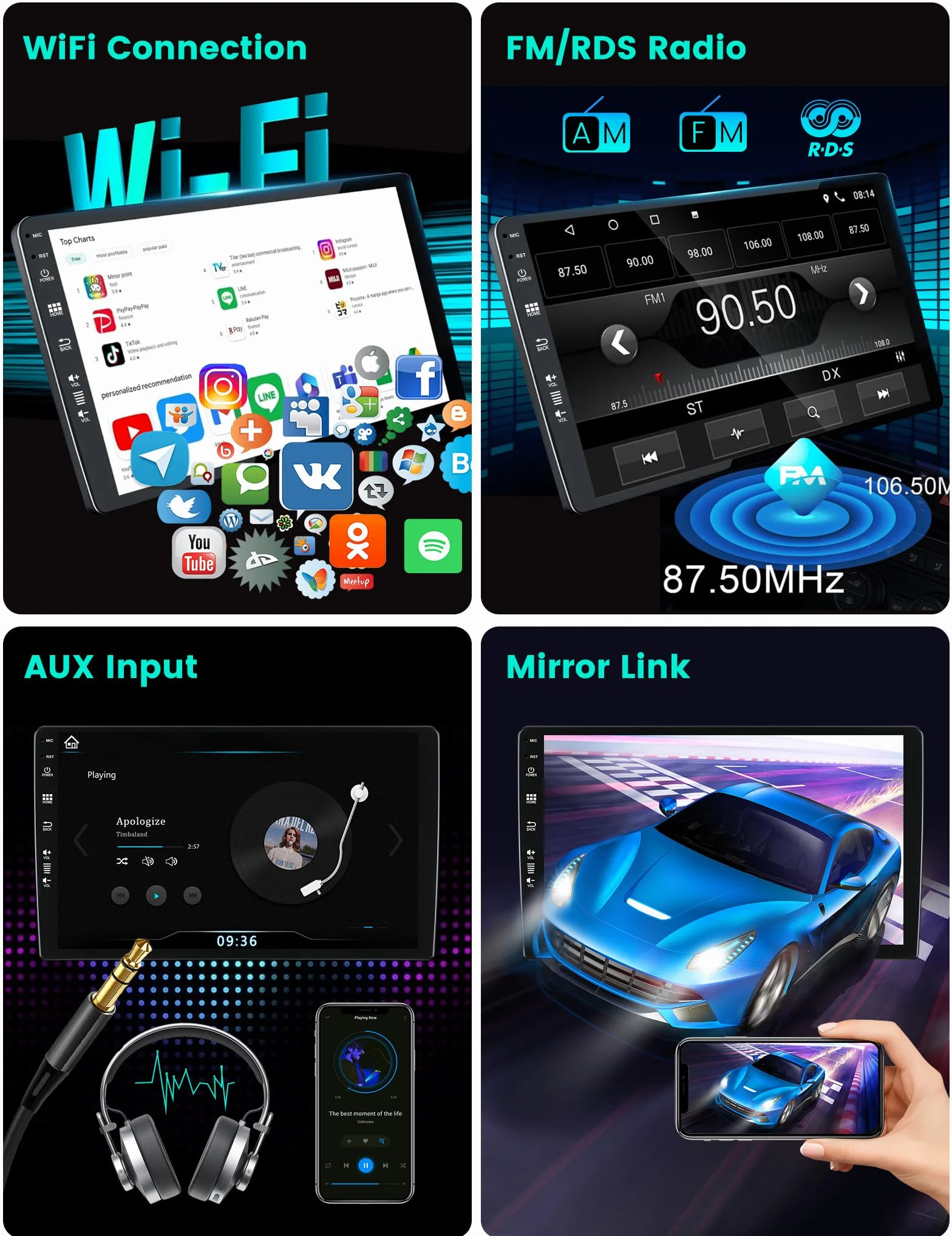 Radio samochodowe 2G+64G Android 15 dla Ford Ranger Everest T6 2016-2020 z ekranem dotykowym Carplay Android Auto DSP 9-calowy ekran dotykowy - lustro Link GPS WiFi BT FM/RDS SWC Fast Boot