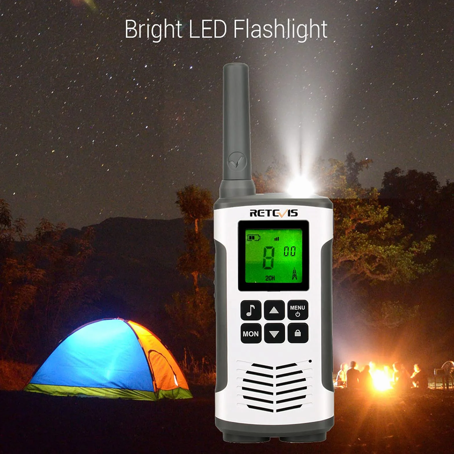 Retevis RT45 Walkie Talkie, Licencja PMR446 Bez Licencji 16 Kanałów, Zestaw Głośnomówiący VOX, Latarka LED, 10 Tonów Połączeń, Akumulator Walkie Talkie,Ratować, Nagły Wypadek (Srebrny, 4 Sztuki)