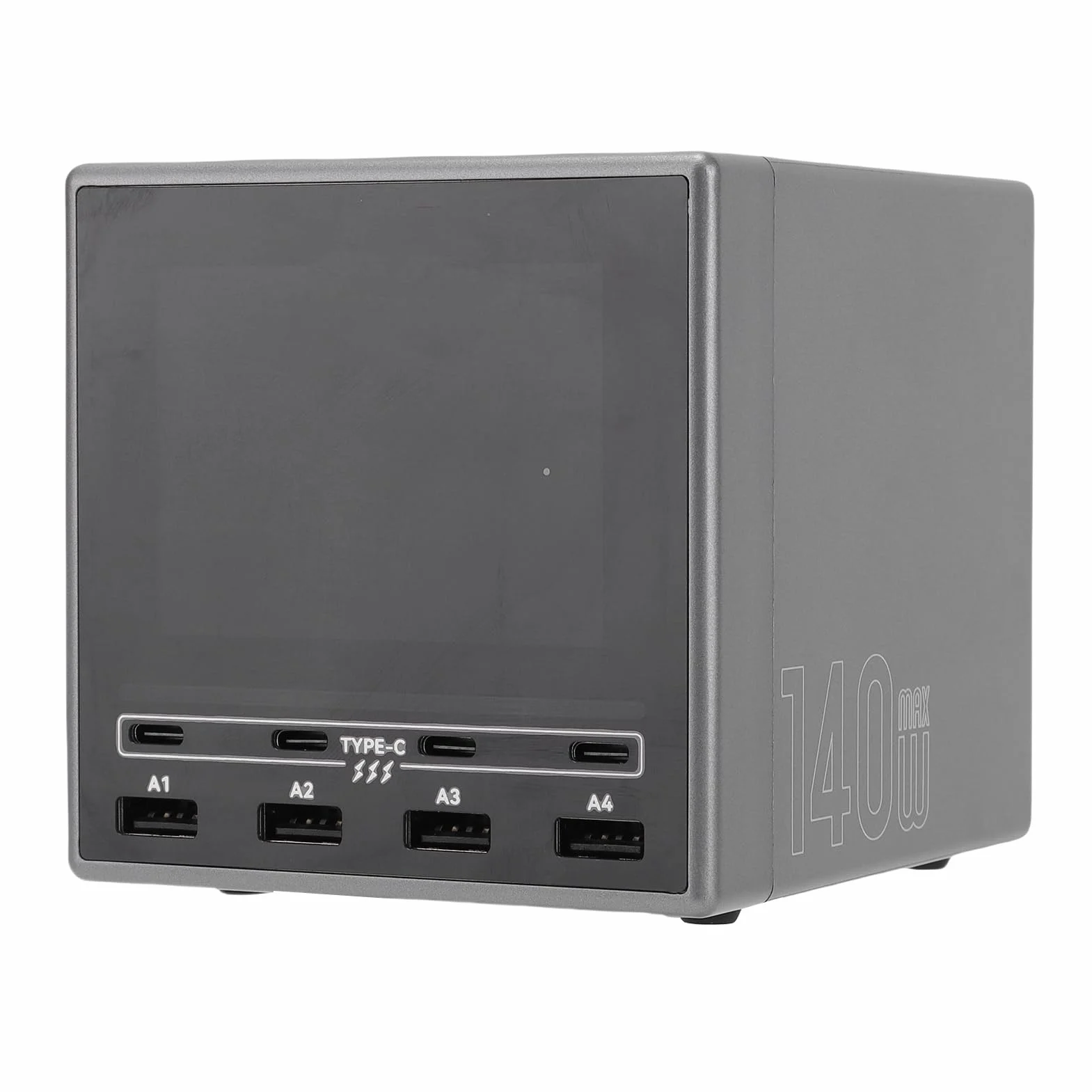 Ausla Bezprzewodowa Stacja ładująca USB PC ABS 140 W USB C PD Hub ładowarki z bezprzewodową podkładką 15 W Wyświetlacz LCD 8 Portów Szybkie ładowanie na Biurko Home Office Laptop Tablet Telefon