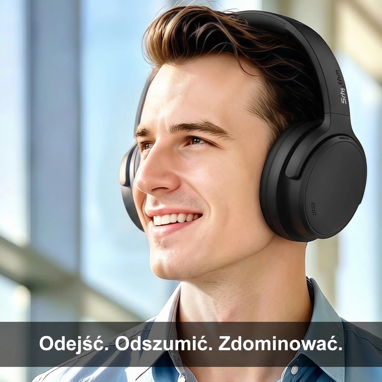 Srhythm NiceComfort 35 (2. Generacja) Hybrydowe słuchawki z redukcją szumów, bezprzewodowa technologia Bluetooth 6.0, 5 mikrofonów z funkcją ENC, przezroczystość, czas odtwarzania 140 godzin