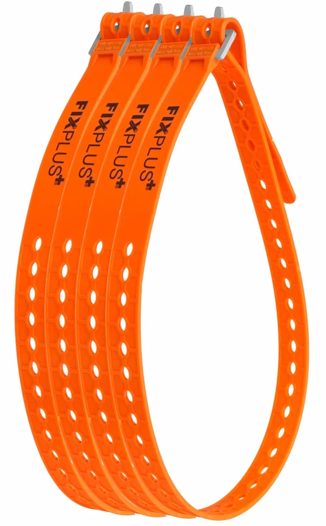 Fixplus Strap Gummizurrband 86 x 2,3 cm, Orange, 4 Stück, 17FP86o4x
