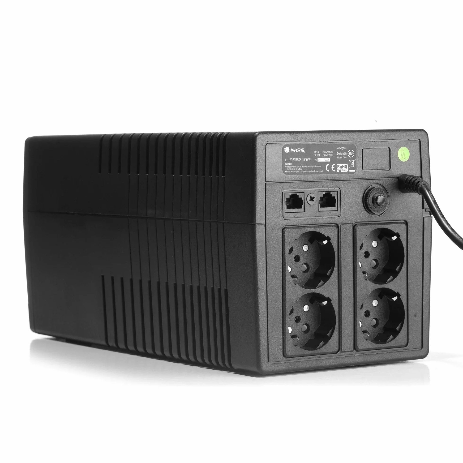 NGS FORTRESS1500V2 - Zasilacz awaryjny, Off Line UPS 1200 VA, Stałe Napięcie wyjściowe 720W, na 4 wtyczki Schuko