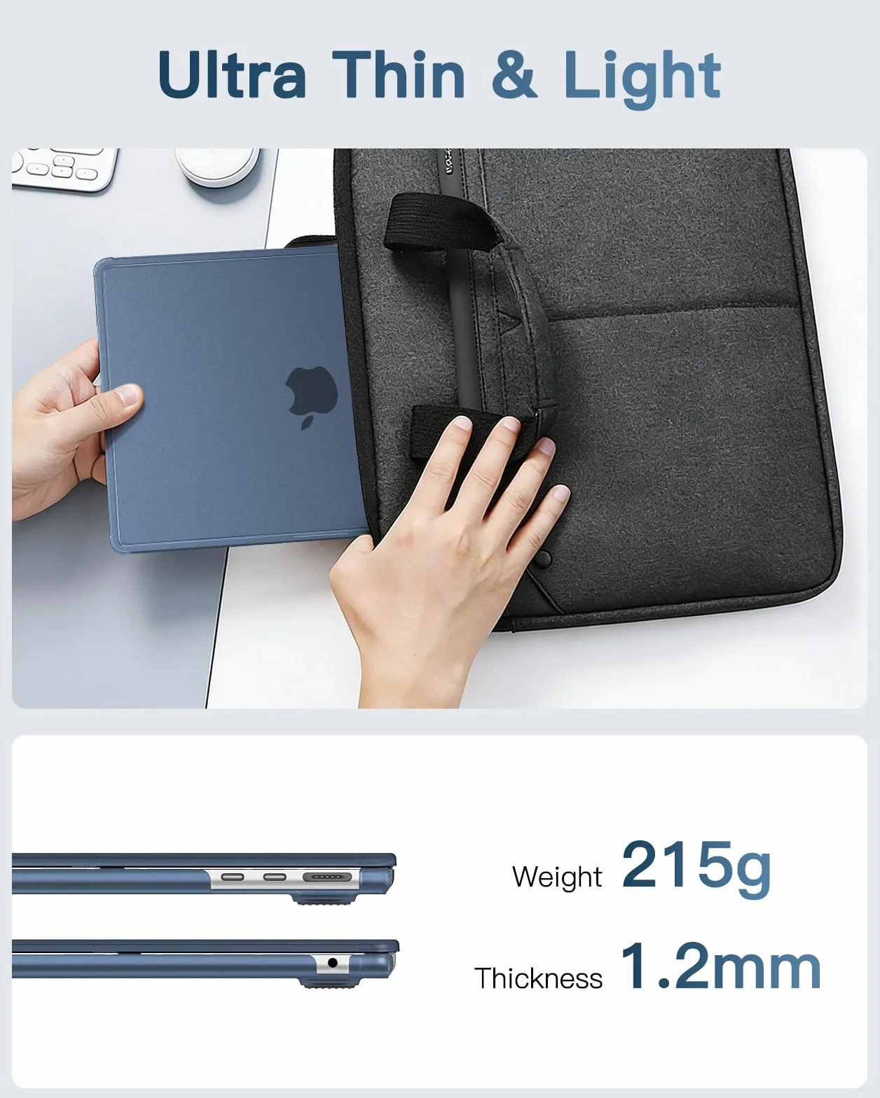 FINTIE Etui kompatybilne z MacBook Air 13,6 cala M5 M4 M3 M2 (A3449/A3240/A3113/A2681, 2026-2022) - wzmocnione krawędzie zapobiegające uderzeniom, twarda obudowa z mikro klipsami mocującymi, matowa