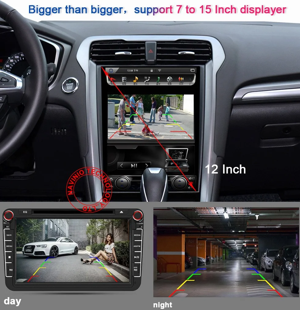 Zestaw kamer HD z wyświetlaczem LCD o przekątnej 4,3", wodoszczelny, szeroki kąt widzenia, światło hamowania, kamery cofania do Ford Transit Custom 2012-2016