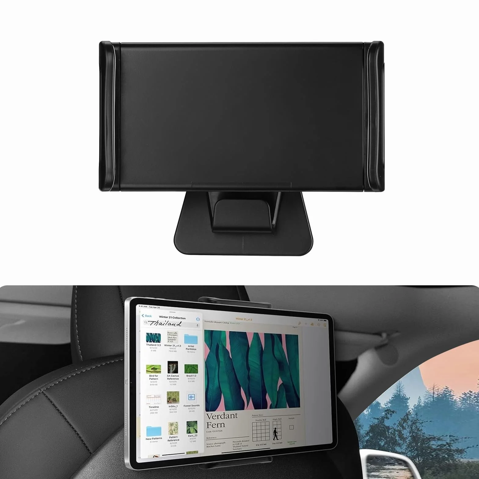 BASENOR 2017-2026 Tesla Model Y Model 3 Model S Model X LR/Plaid Uchwyt na tablet Zag?ówek Uchwyt Tabletu, Regulowany Obrót 360° Tesla Samochodowy Zag?ówek Stojak Cradle Akcesoria