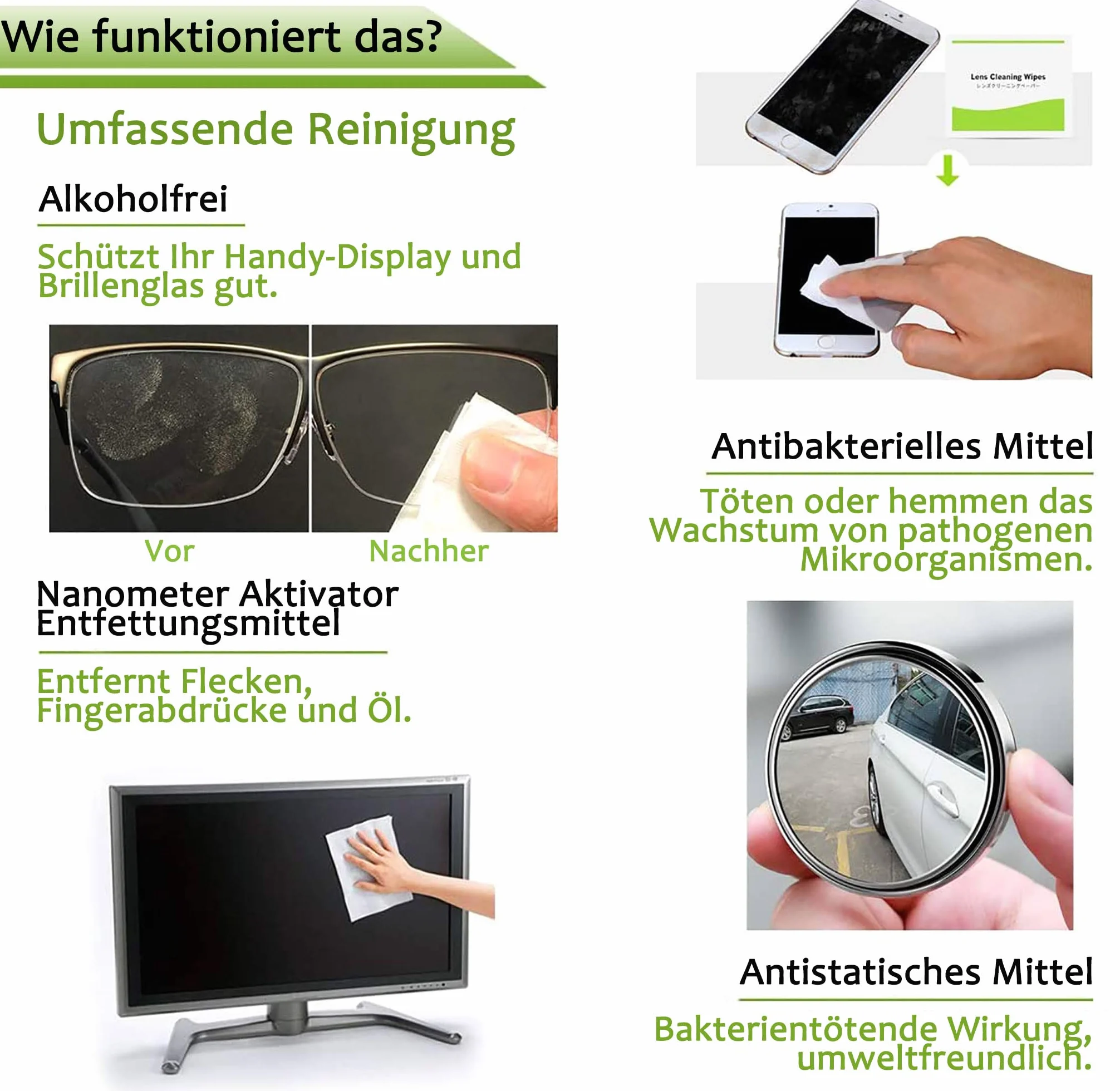 EOTW Design Chusteczki do czyszczenia ekranów, pojedynczo pakowane, do telefonów komórkowych, monitorów, laptopów, iPadów, telewizorów, klawiatur, 120 sztuk