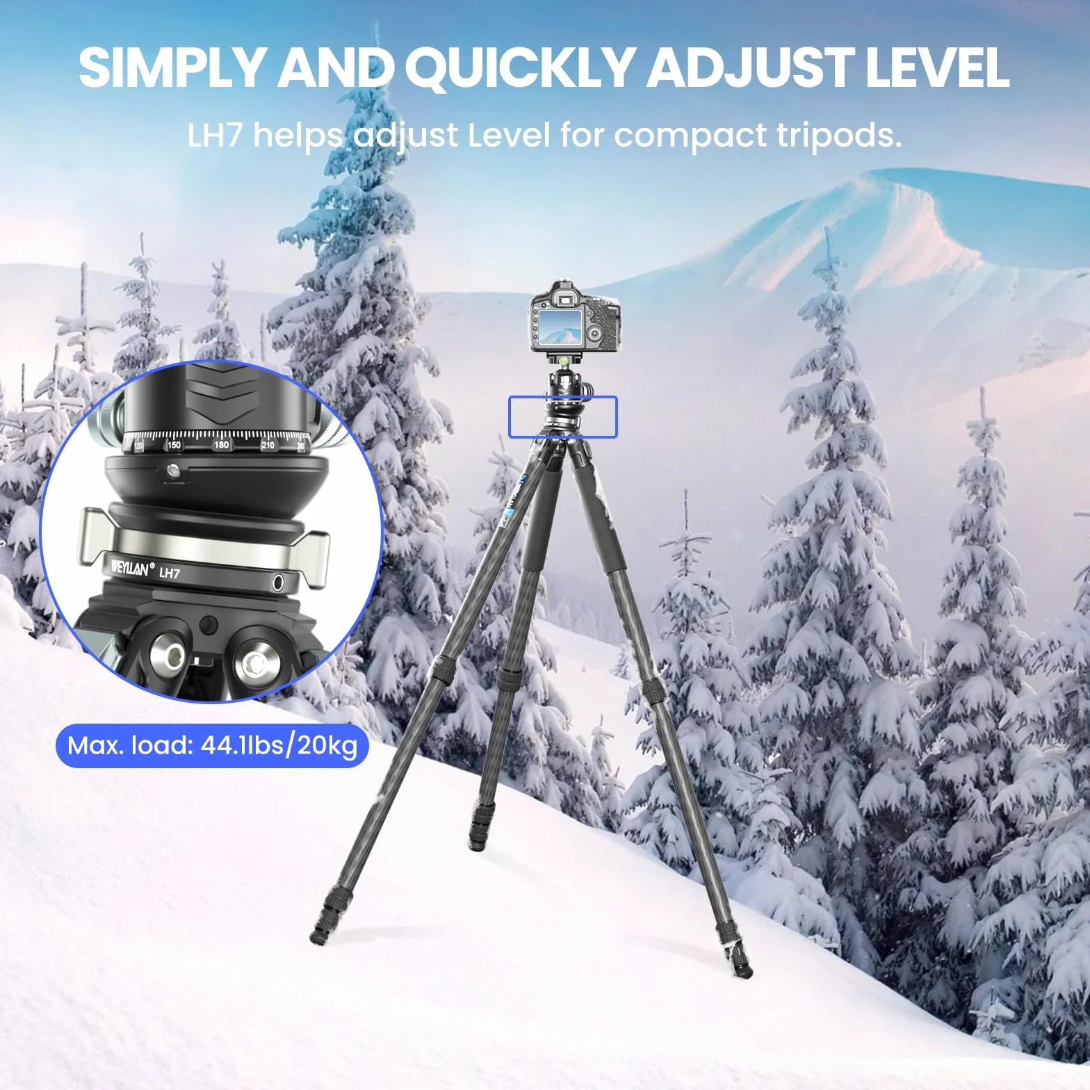 Głowica statywu poziomującego, głowica statywu, regulacja płaskiej płyty, kompatybilna z aparatem DSLR, statyw monopodowy, nośność 10 kg/22lbs