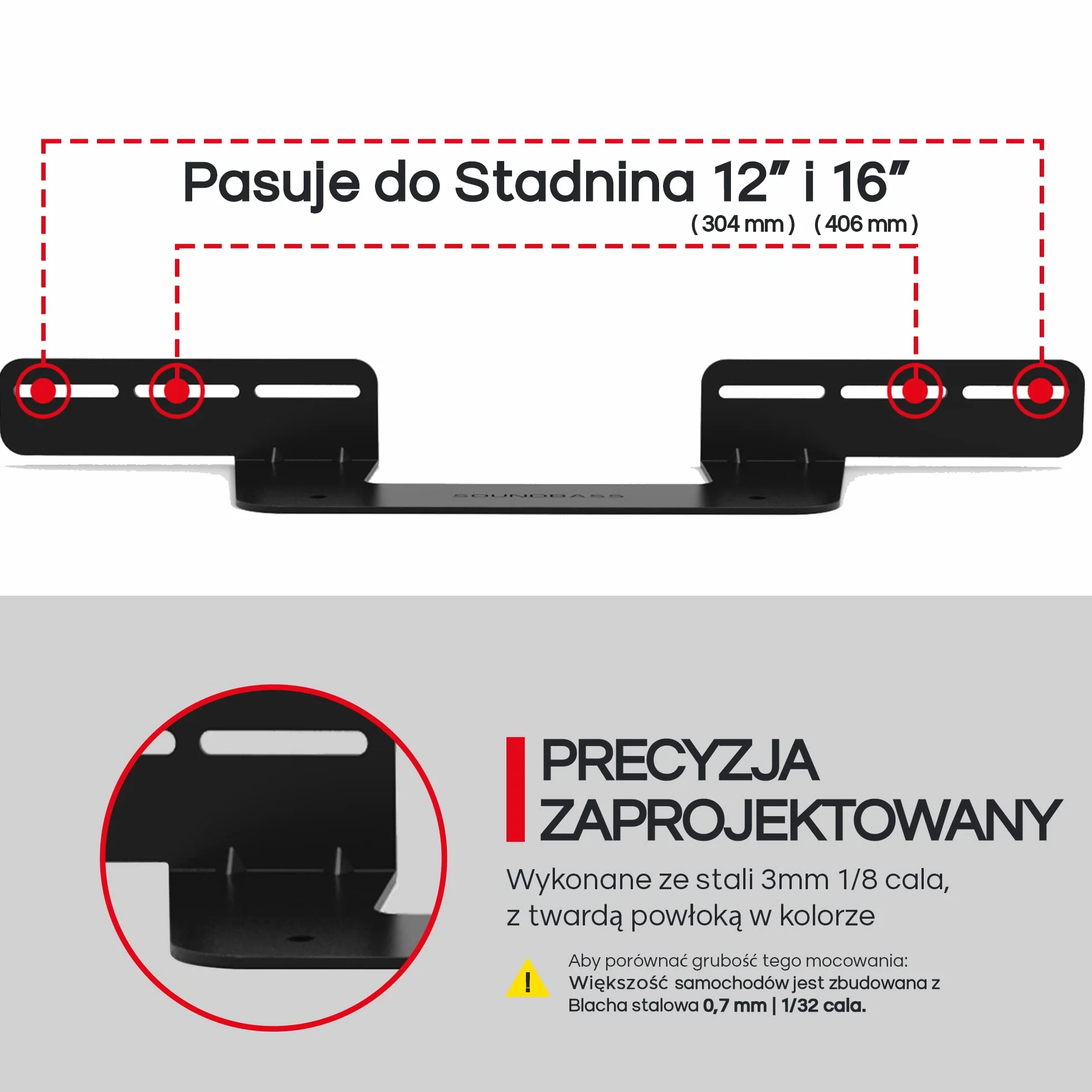 Beam uchwyt ścienny do montażu, czarny, zawiera zestaw akcesoriów montażowych do zawieszenia listwy Sonos Beam dźwiękowej, zaprojektowany w Wielkiej Brytanii przez Soundbass