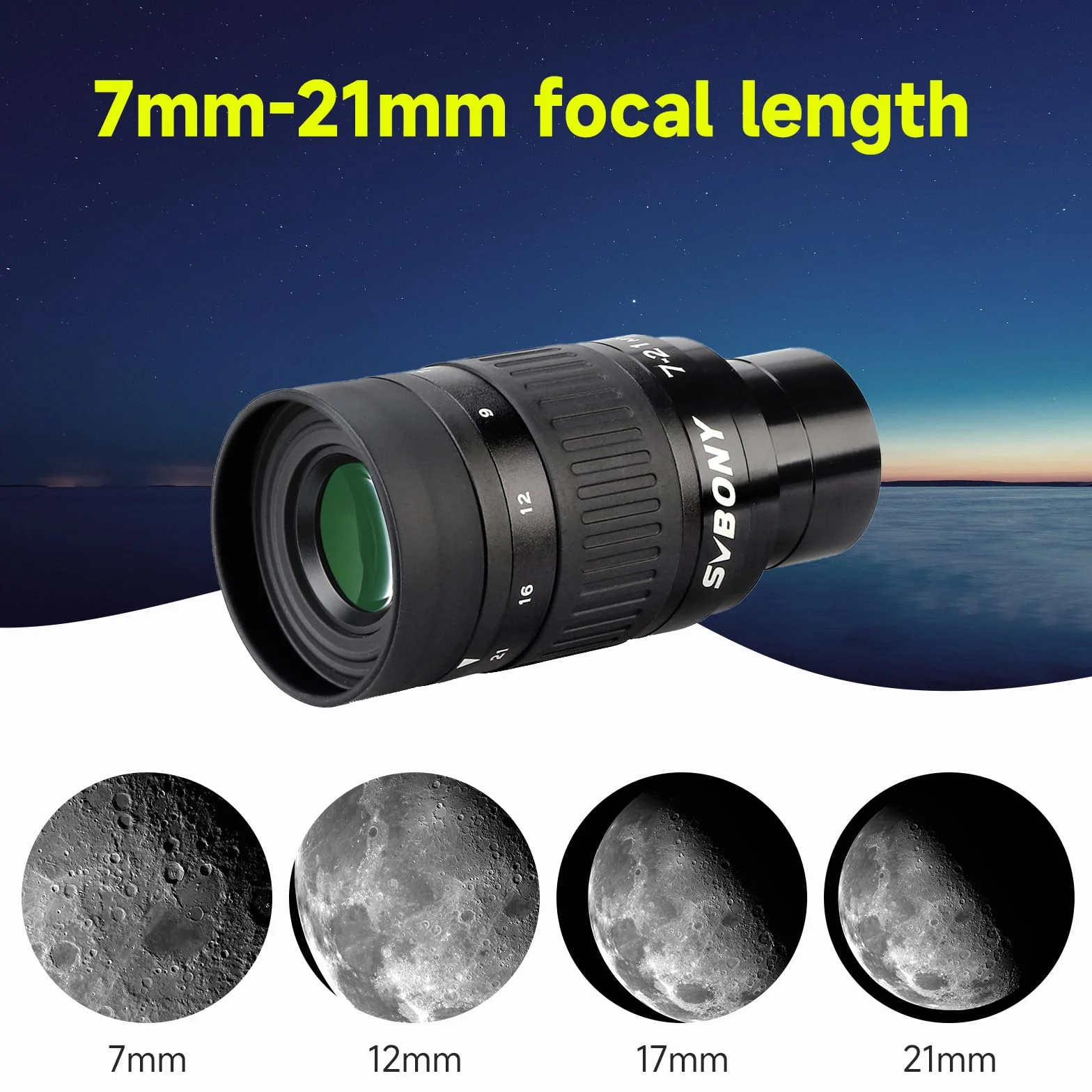 Svbony SV135 Okular Zoom 1,25 cala 7-21mm FMC do Teleskopu | Teleskop Okularowy Zoom, Okular 1,25 cala 7-21mm Okular FMC Zoom do Teleskopu