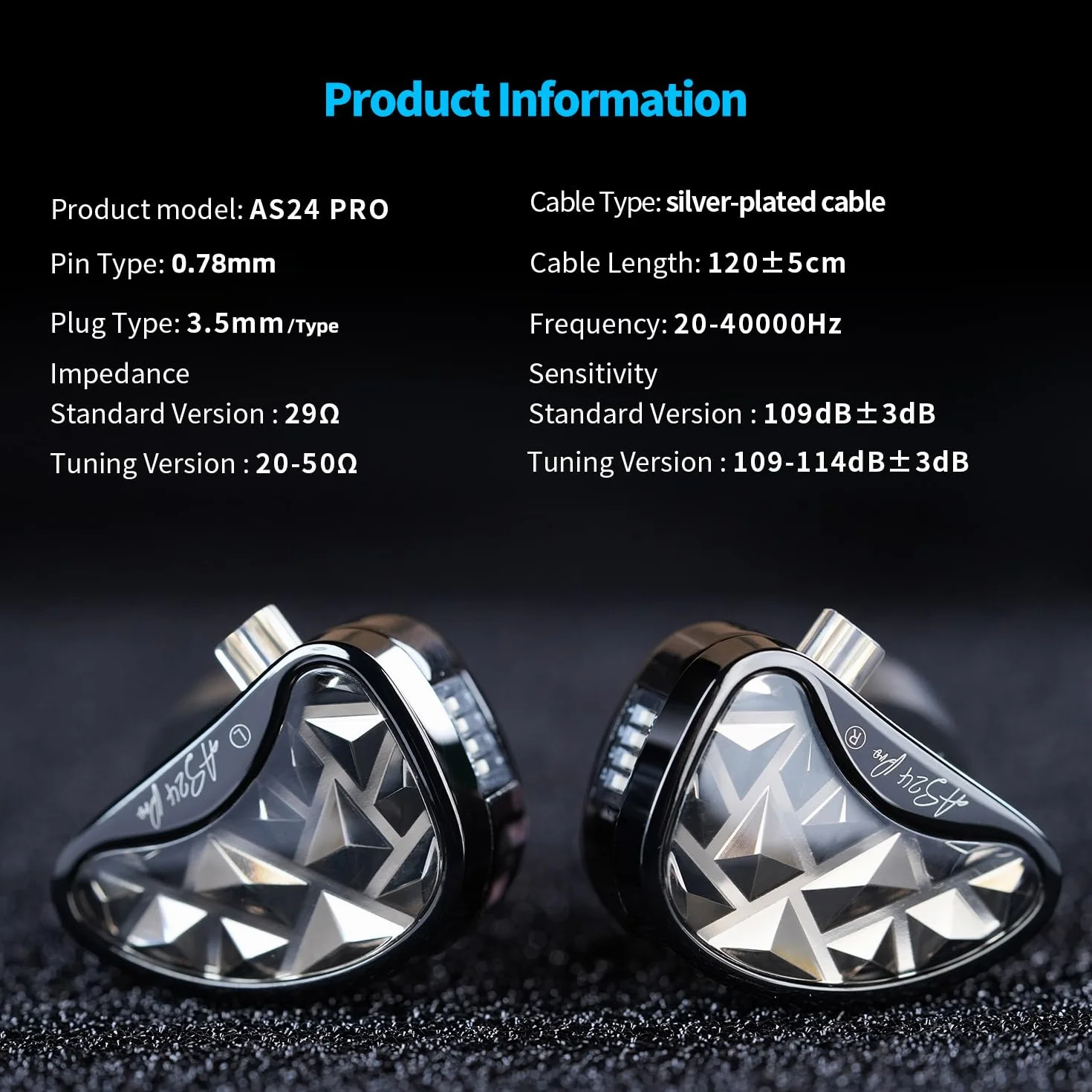 KZA COUSTICS AS24 PRO 24 IEM zrównoważone słuchawki douszne ze zbalansowaną zbroją słuchawki studyjne ze standardową wersją i strojeniem dźwięku HiFi dla audiofilskich muzyków (strojenie mikrofonowe)