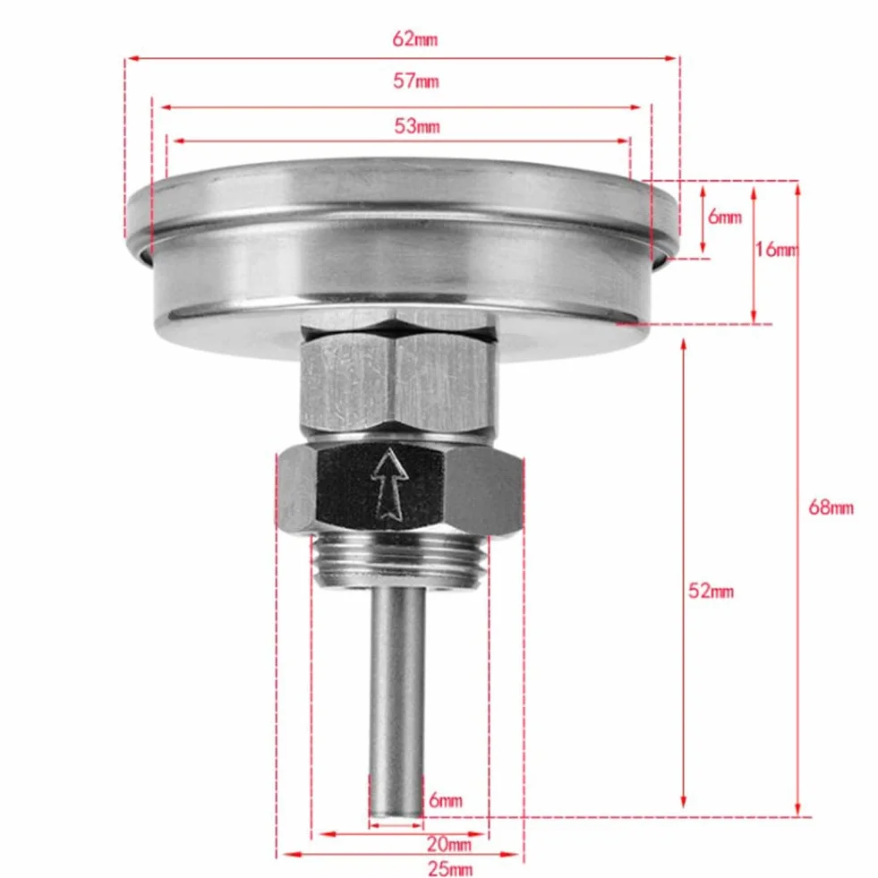 Termometr bimetaliczny, 62 mm 120 â„ƒ wysokotemperaturowy termometr z podwójnÄ… skalÄ… do piekarników, piekarników, grilli, grilla, cyfrowy termometr do miÄ™sa z natychmiastowym odczytem