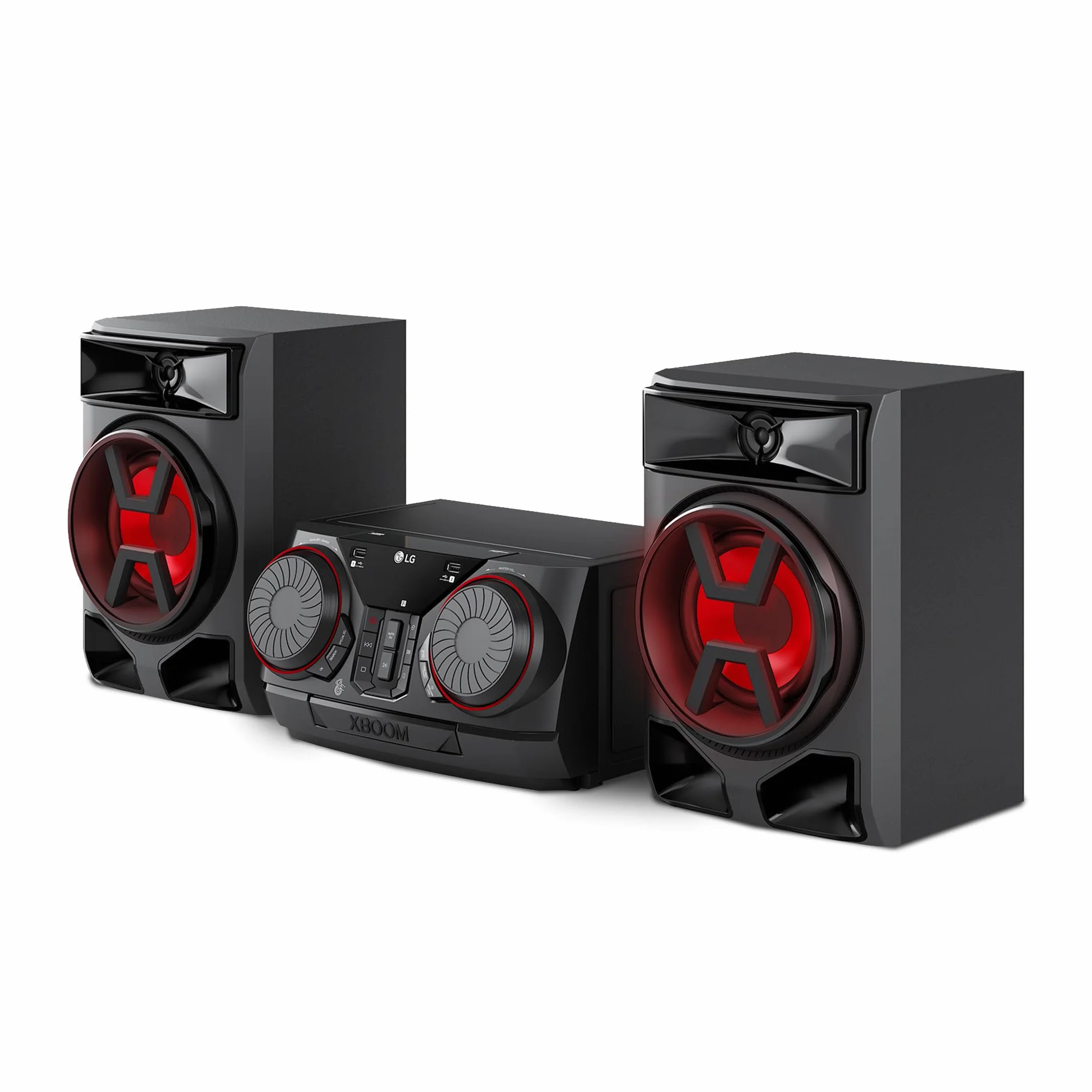 LG CK43N mikrowieża XBOOM, system dźwiękowy 300 W, Bluetooth, USB, wejście Aux, synchronizacja TV, kontrola imprez, korektor, odtwarzacz MP3, potężny dźwięk do domu i na imprezy, czarny