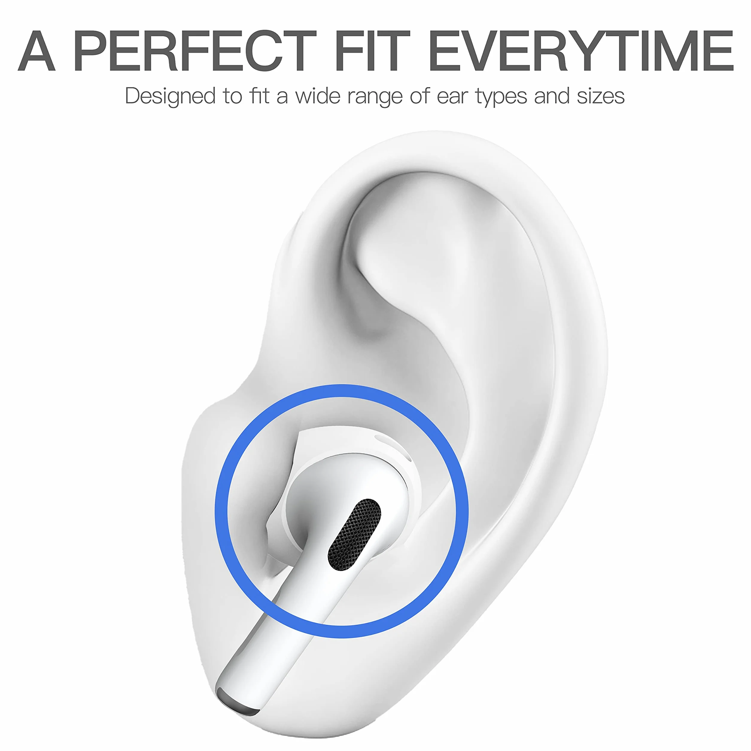 2 pary silikonowych końcówek dousznych AirPods [nie pasują do etui ładującego] [zarejestrowany patent USA] Kompatybilne z Apple AirPods 4 (białe)