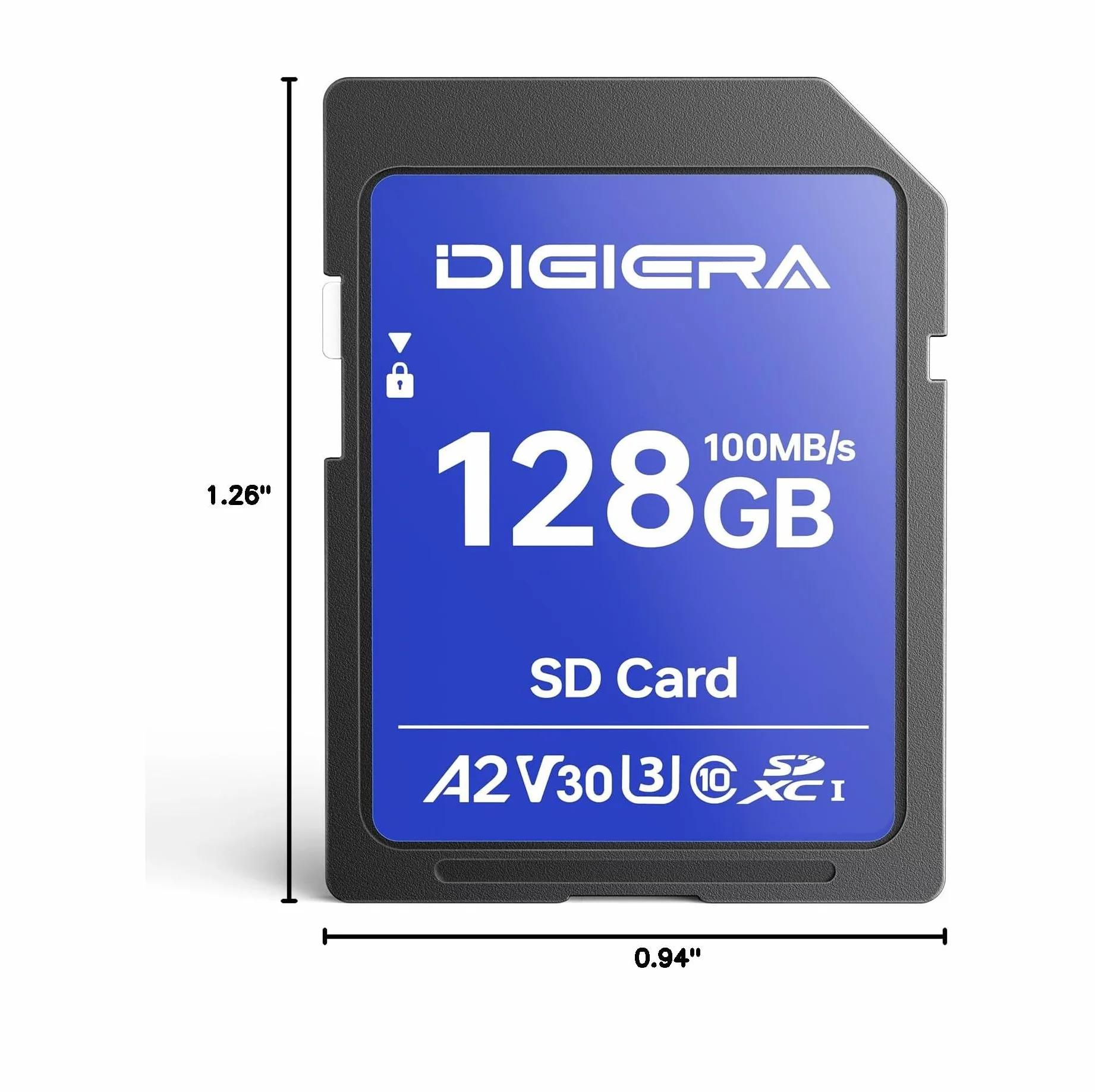 DIGIERA Karta pamięci 128 GB CS100 SDXC UHS-I – do 100 MB/s, C10, U3, V30, 4K UHD, karta SD do komputerów, aparatów cyfrowych, urządzeń kina domowego, systemy nawigacji samochodowej (2 sztuki)