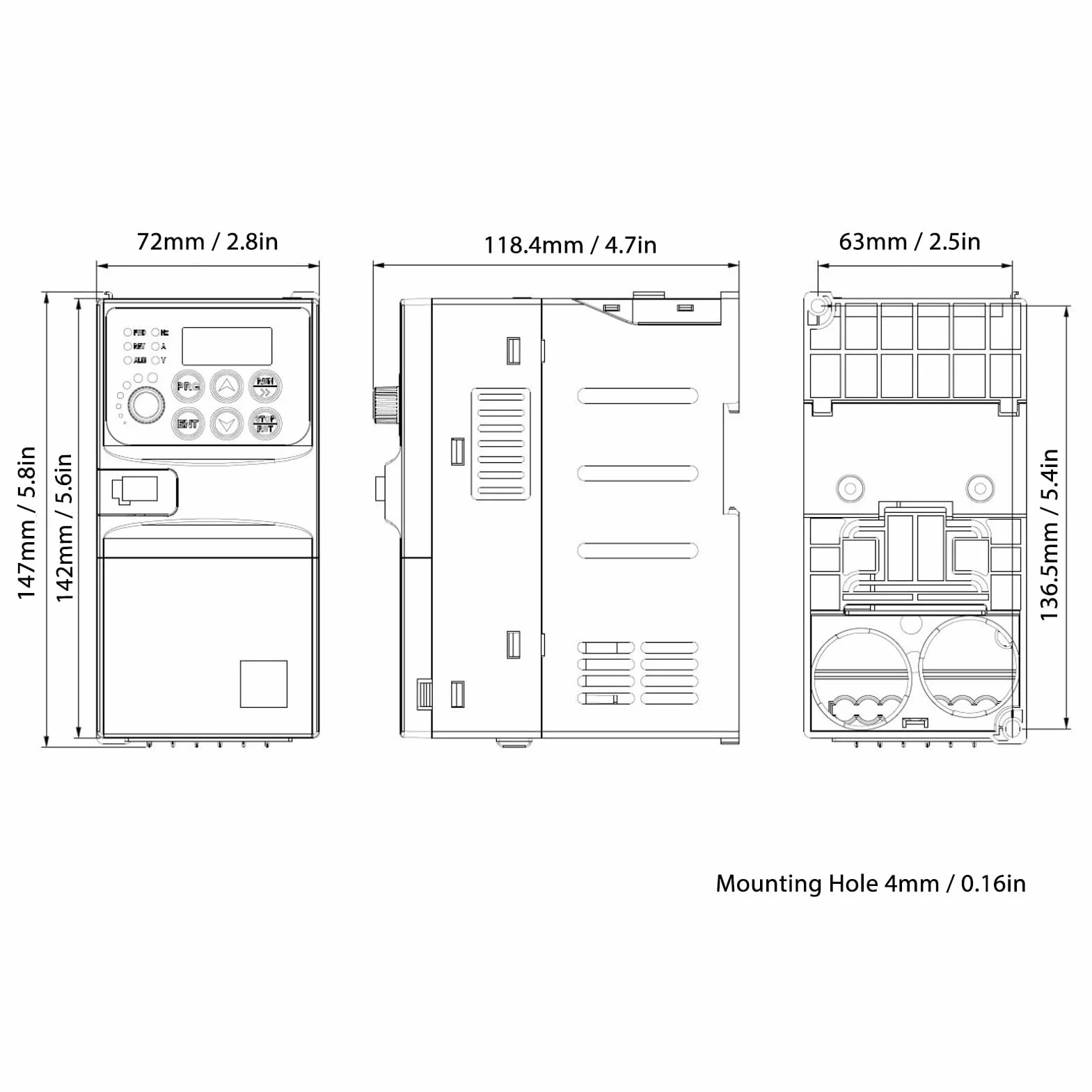 Fafeicy Sterownik Napędu o Zmiennej Częstotliwości, Obudowa Komputera PC Przetwornica Częstotliwości Wektorowa 1,5 KW 3-fazowe Wejście 320–460 V, Wyjście 0–380 V do Sterowania prędkością Silnika w