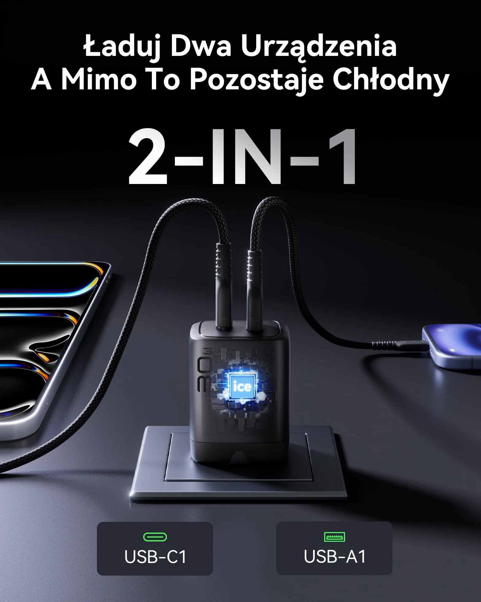 INIU Ładowarka USB C 30W GaN PD Szybka Ładowarka 2-Pack do iPhone 17 16 Pro Max iPad Pro MacBook Air Galaxy S25 S24 Ultra