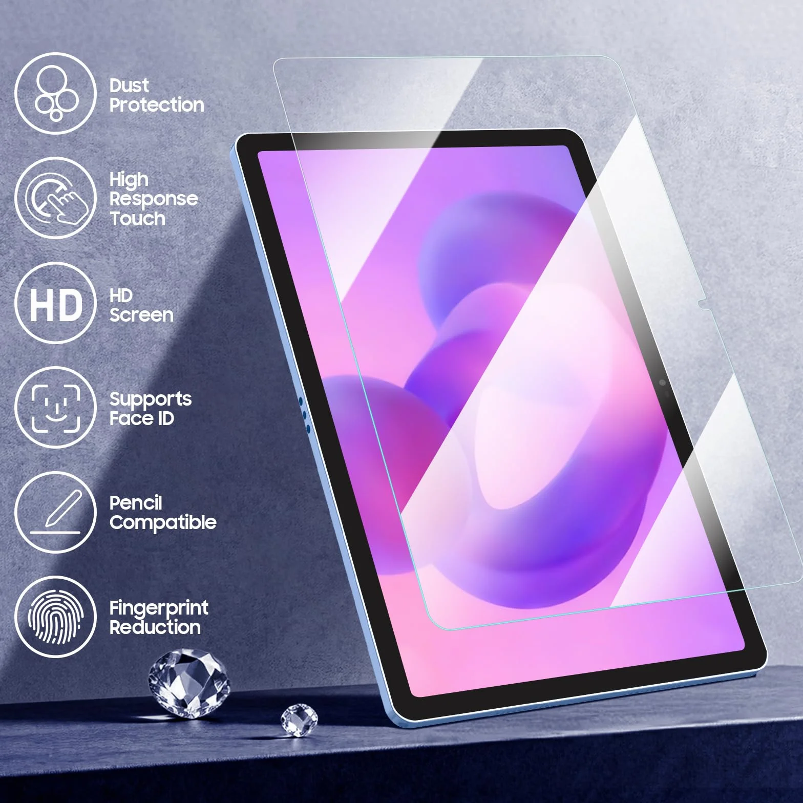 Fintie Etui z folią ochronną do Lenovo Idea Tab 11 cali 2025 (TB-336ZU/ TB-336FU) - ultracienkie etui ochronne z półprzezroczystą tylną stroną z funkcją automatycznego wygaszenia/wybudzania, granatowe