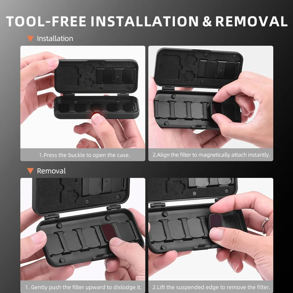 Przenośny magnetyczny etui do przechowywania na obiektywy DJI Osmo Pocket 4/3, etui na filtry obiektywu aparatu, organizer akcesoriów do aparatu, etui podróżne może pomieścić 7 kieszeni, 3