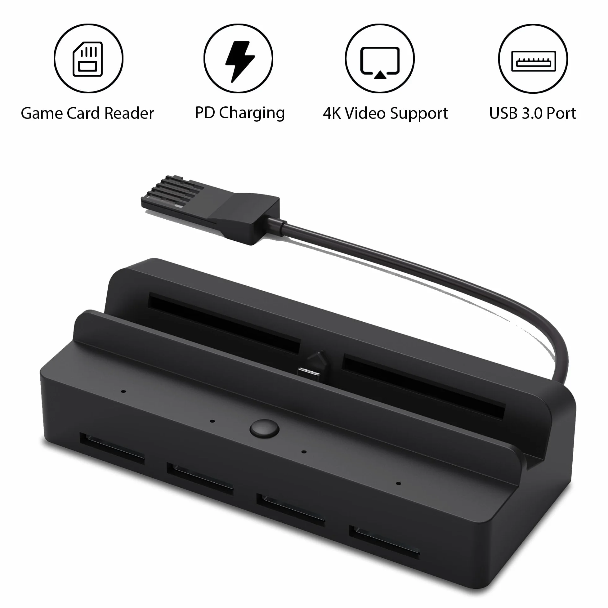 DOBEWINGDELOU czytnik kart do Switch/Switch OLED TV stacja ładująca DOBEWINGDELOU akcesoria uchwyt na karty do szybkiego przełączania PD Charing, 4K HDMI, port USB 3.0, wyświetlacz LED