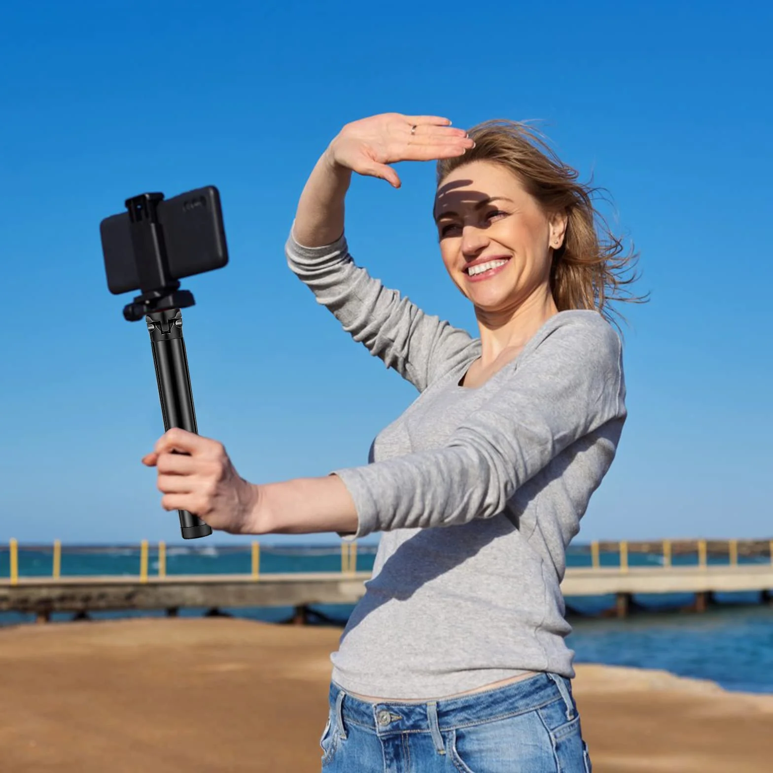Smartfon Mini aluminiowy statyw do aparatu ze śrubą 1/4" statyw stołowy i podróżny stojak do Gopro Kamera internetowa Telefon Gimbal długi 18 cm czarny