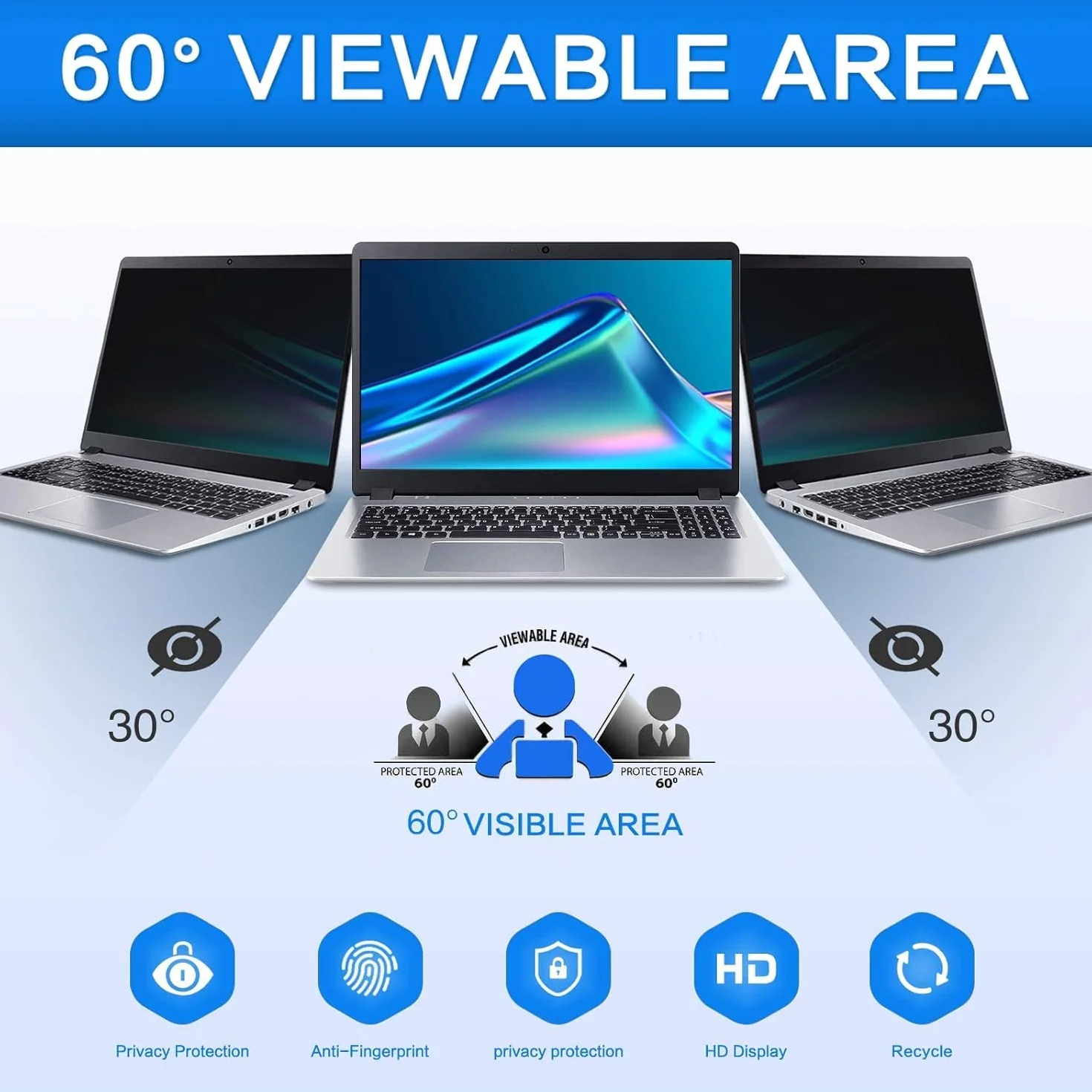 ZOEGAA Filtr prywatności do laptopa 35.6 cm, do panoramicznych monitorów 16:10 - Dell HP, Acer, Samsung, Lenovo, ASUS Toshiba, zdejmowana ochrona przed podglądaniem, blokada niebieskiego światła i
