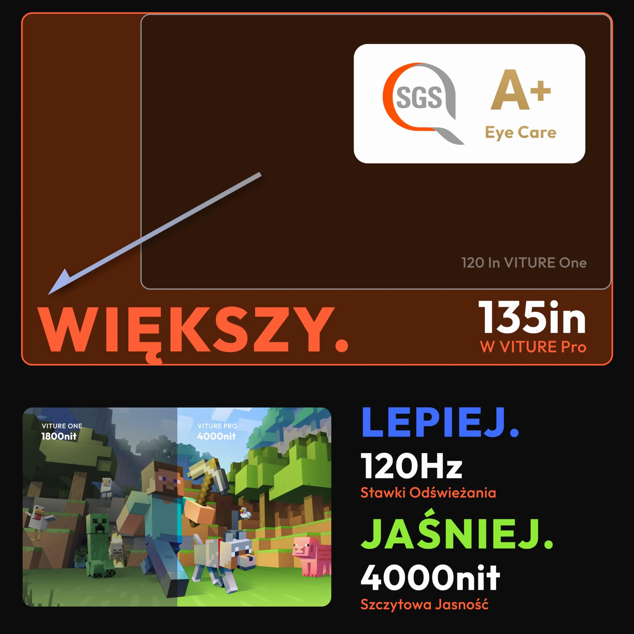 VITURE Pro Okulary XR/AR - 135" 120Hz 1000Nits, powłoka elektrochromowa. dźwięk Harman, Dla iPhone 17/16/15/Android/Mac/PC/Steam Deck/Switch 2. Pierwsze prawdziwe XR - Używany