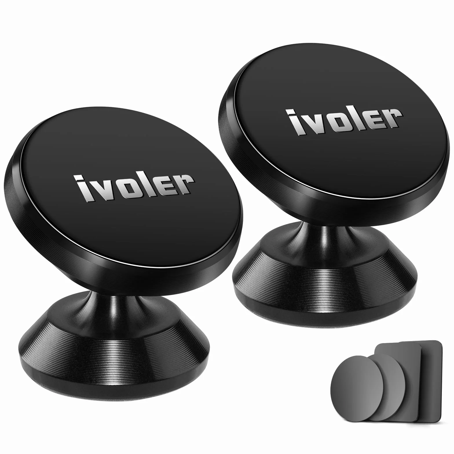 ivoler Uchwyt samochodowy na telefon, zestaw 2 sztuk, uniwersalny uchwyt samochodowy na telefon o 360°, przenośny magnetyczny magnes samoprzylepny do smartfona, kompatybilny z telefonami lub