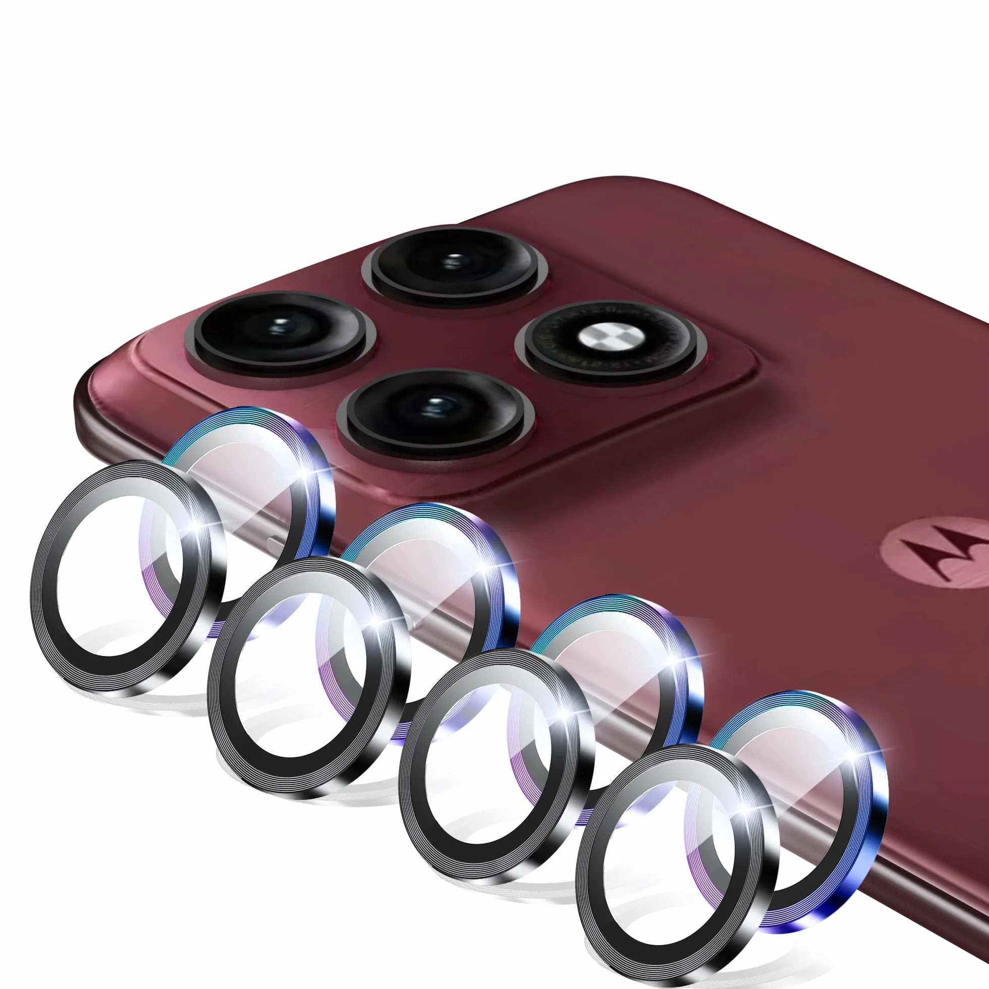 zZjoOoj Ochrona aparatu do Motorola Moto Edge 70 Pro do szkła ochronnego, szkło hartowane 9H, indywidualna osłona metalowego pierścienia, przezroczysta HD, zestaw 2 szt. (kolorowe i czarne)