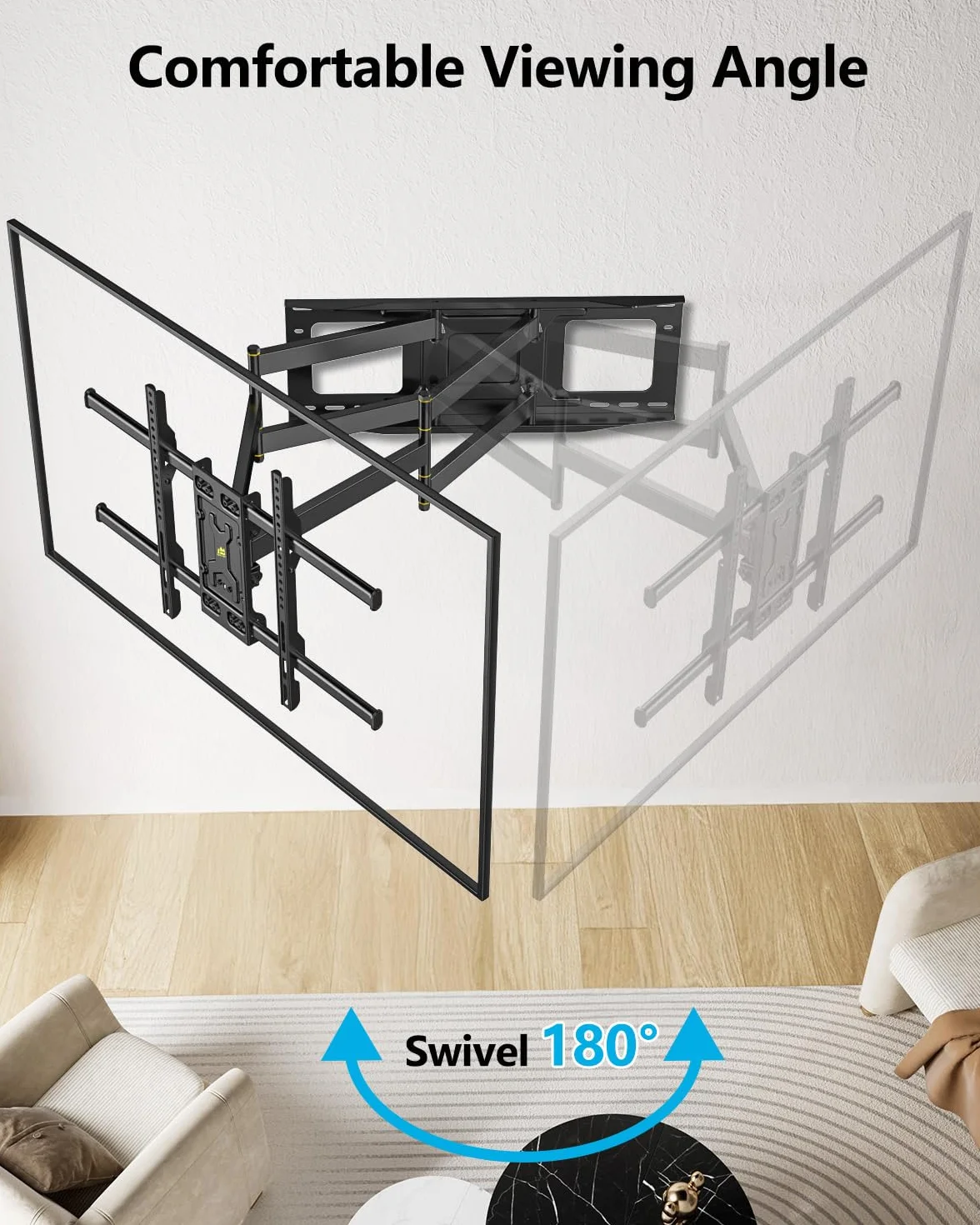 FORGING MOUNT Uchwyt ścienny do telewizora o długości 765 mm do większości telewizorów LED LCD o przekątnej 37–86 cali, wytrzymałe, solidne podwójne ramię, pełne ruchy, uchylny i obrotowy uchwyt do telewizora, uchwyt ścienny, obciążenie 75 kg, VESA 600 x