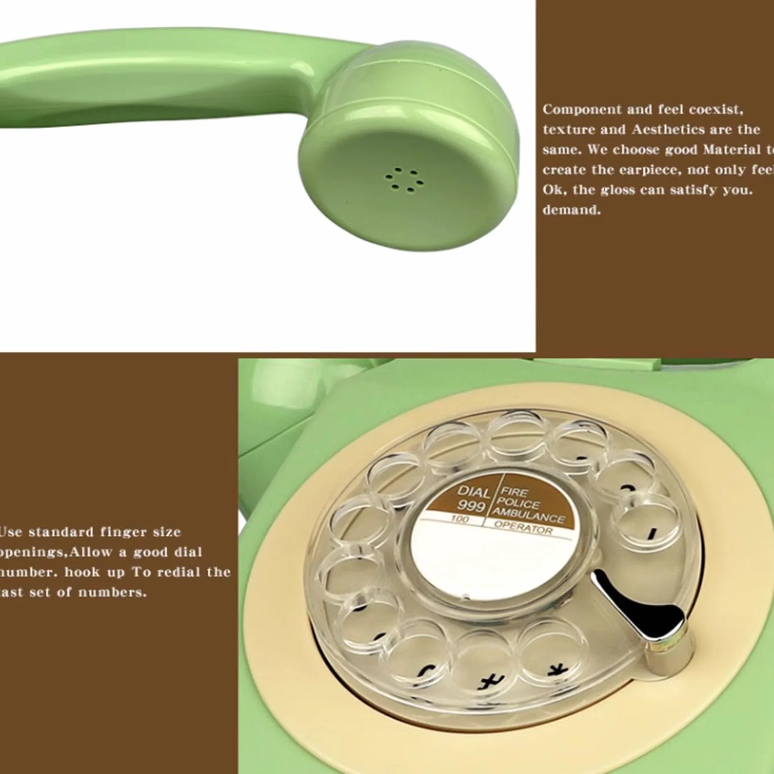 Telefon retro, obrotowa tarcza, przewodowe analogowe biurko stacjonarne, klasyczny dom/biuro