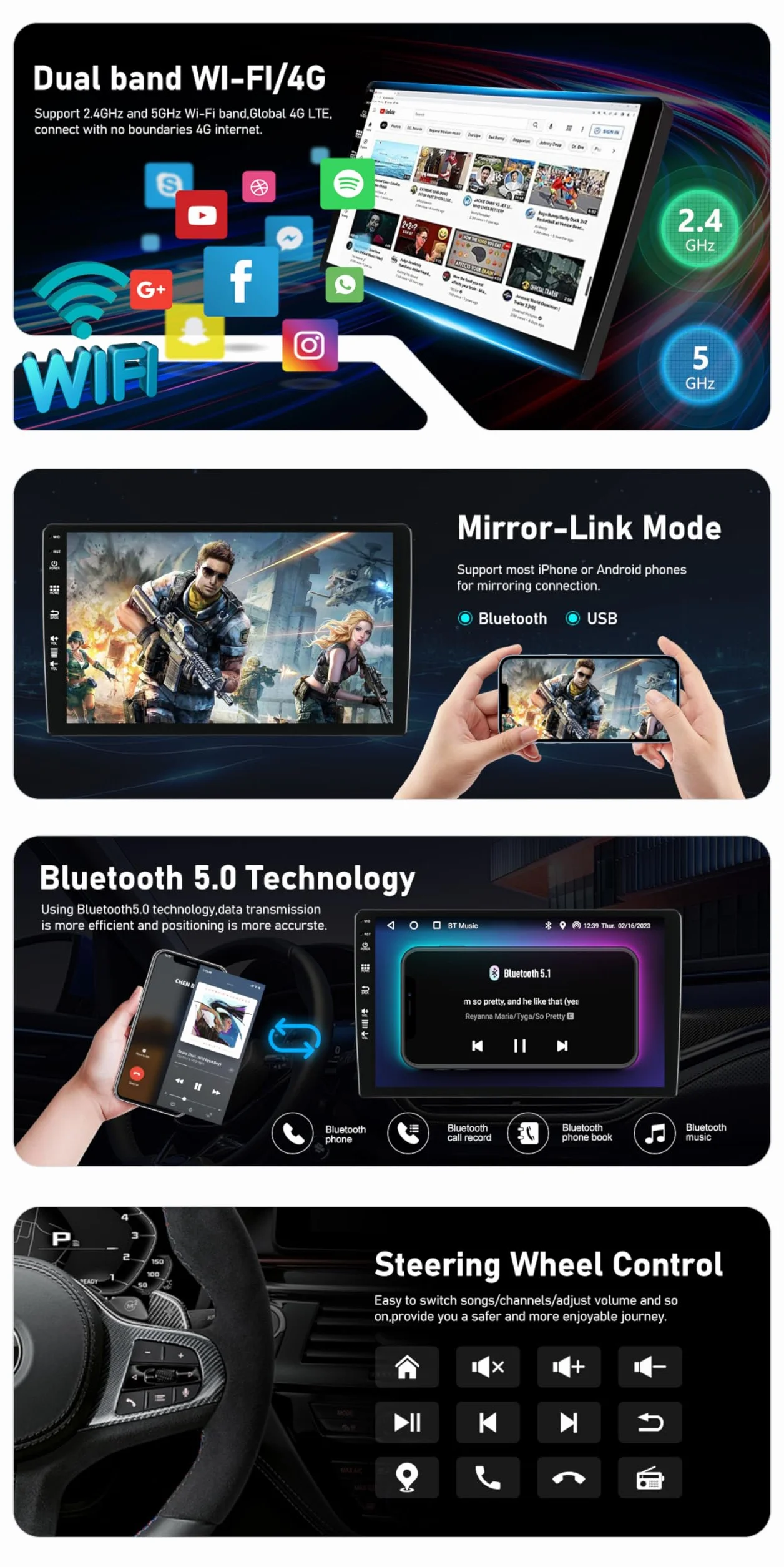 [2G + 64G] 9-calowe radio samochodowe do Mercedes-Benz W163 ML320 ML350 ML400 ML500 1997-2005 nawigacja GPS - Wireless CarPlay Android Auto - Kamera - Android 15 2 DIN - DAB sterowanie