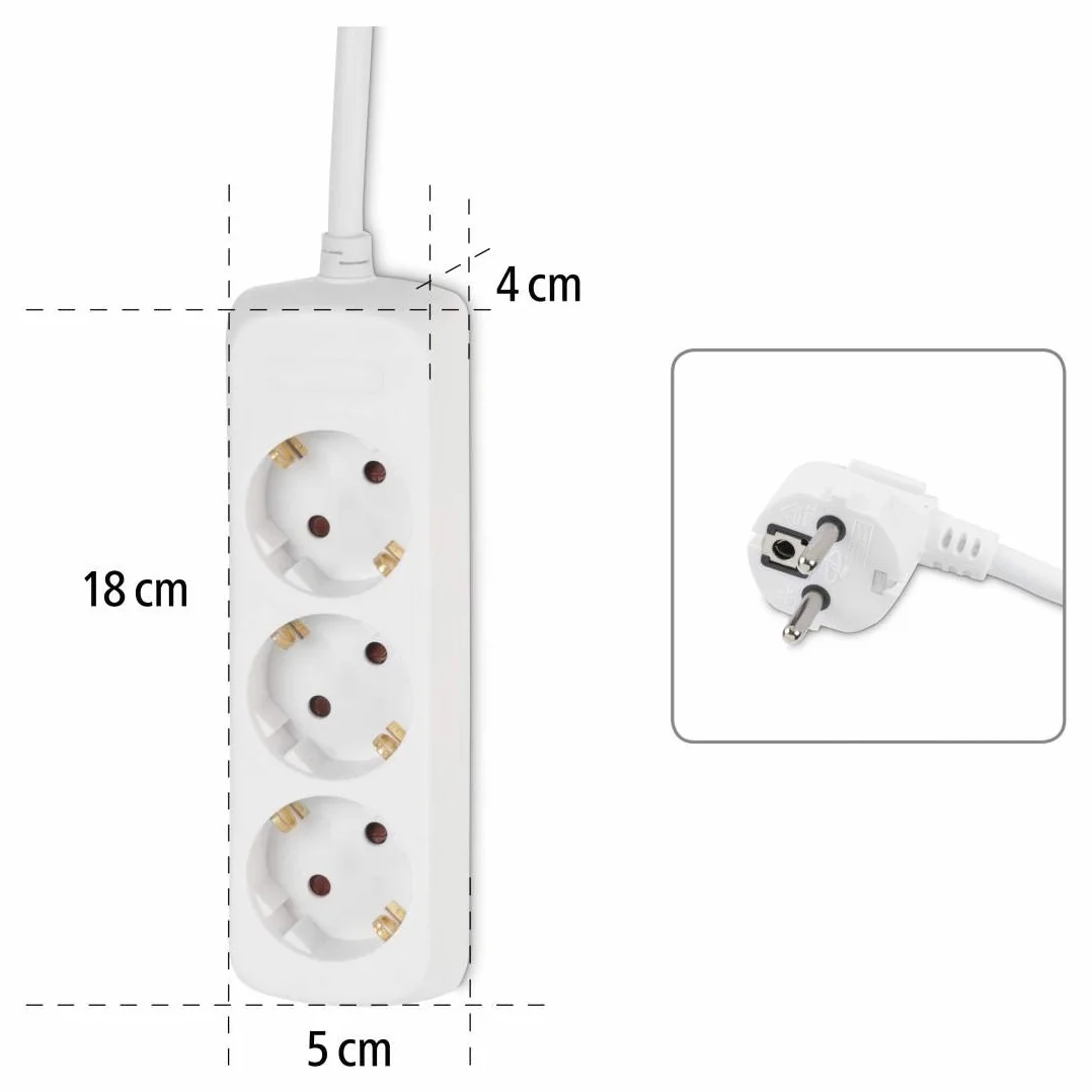 Hama 00030569 Potrójne Gniazdo Wtykowe 230 V, Biały 3 m