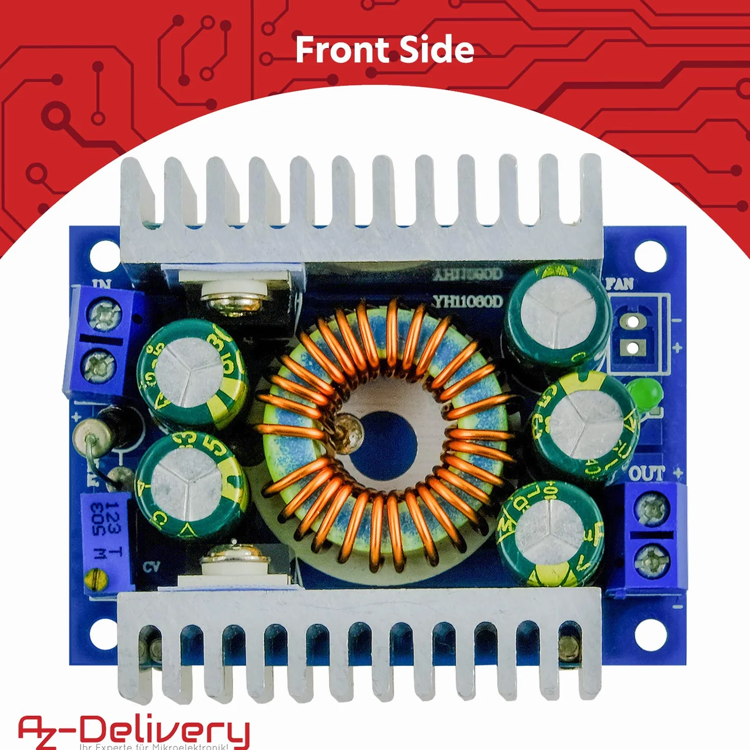 AZDelivery XL4016E1 DC-DC Step Down Converter Regulator Napięcia 5-40V do 1,2-36V 12A Arduino