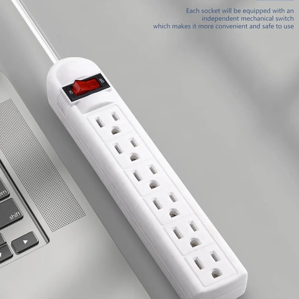 Listwa Zasilająca 6 Gniazdko Amerykańska Wtyczka Adapter Elektryczny Zabezpieczenie Przed Przeciążeniem Gniazda Na Liście Ul Przedłużacz 1,8 M Adapter Podróżny
