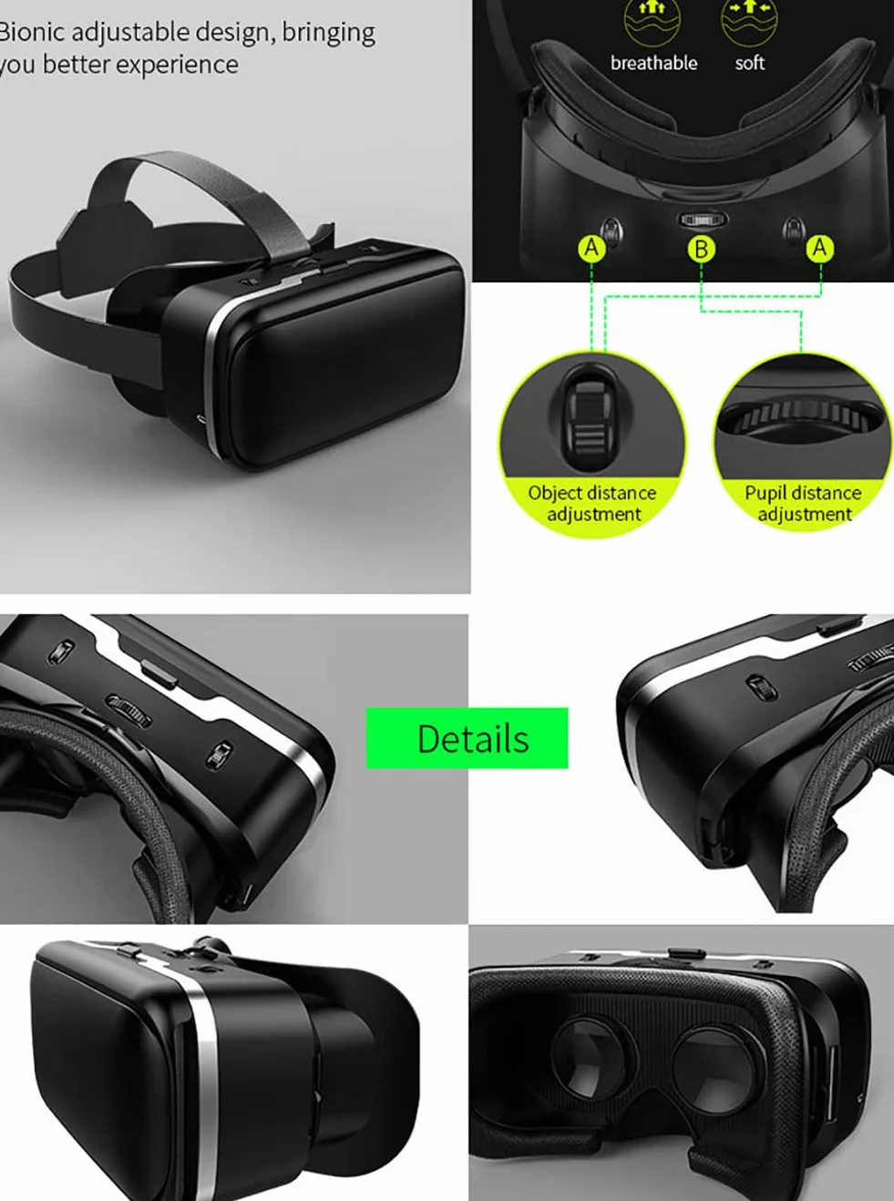 Słuchawki VR z wirtualnymi gogle sterownika VR, nadaje się do telefonów komórkowych 4.7 "-6.6", gry 3D i VR prezenty wideo dla dzieci i dorosłych