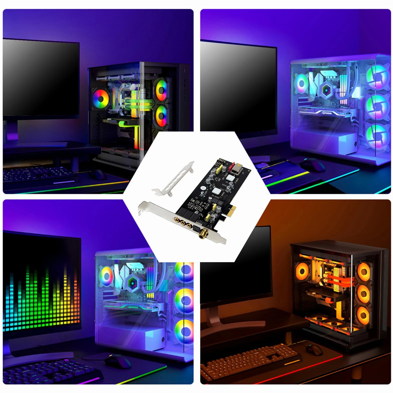 Karta dźwiękowa PCIE stereo wewnętrzny do PC ST113 SSS1700 chip adapter do kina domowego dźwięk kina domowego