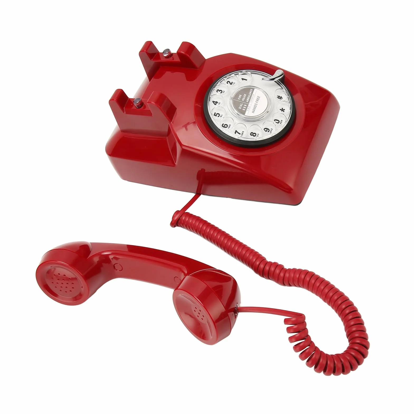 Cryfokt Cryfokt Vintage Obrotowy Telefon Nostalgiczny Telefon Retro z Mechanicznym Głośnikiem Dzwonka do Domowego Hotelu Biurowego (Beżowy) (Beżowy) (czerwony)