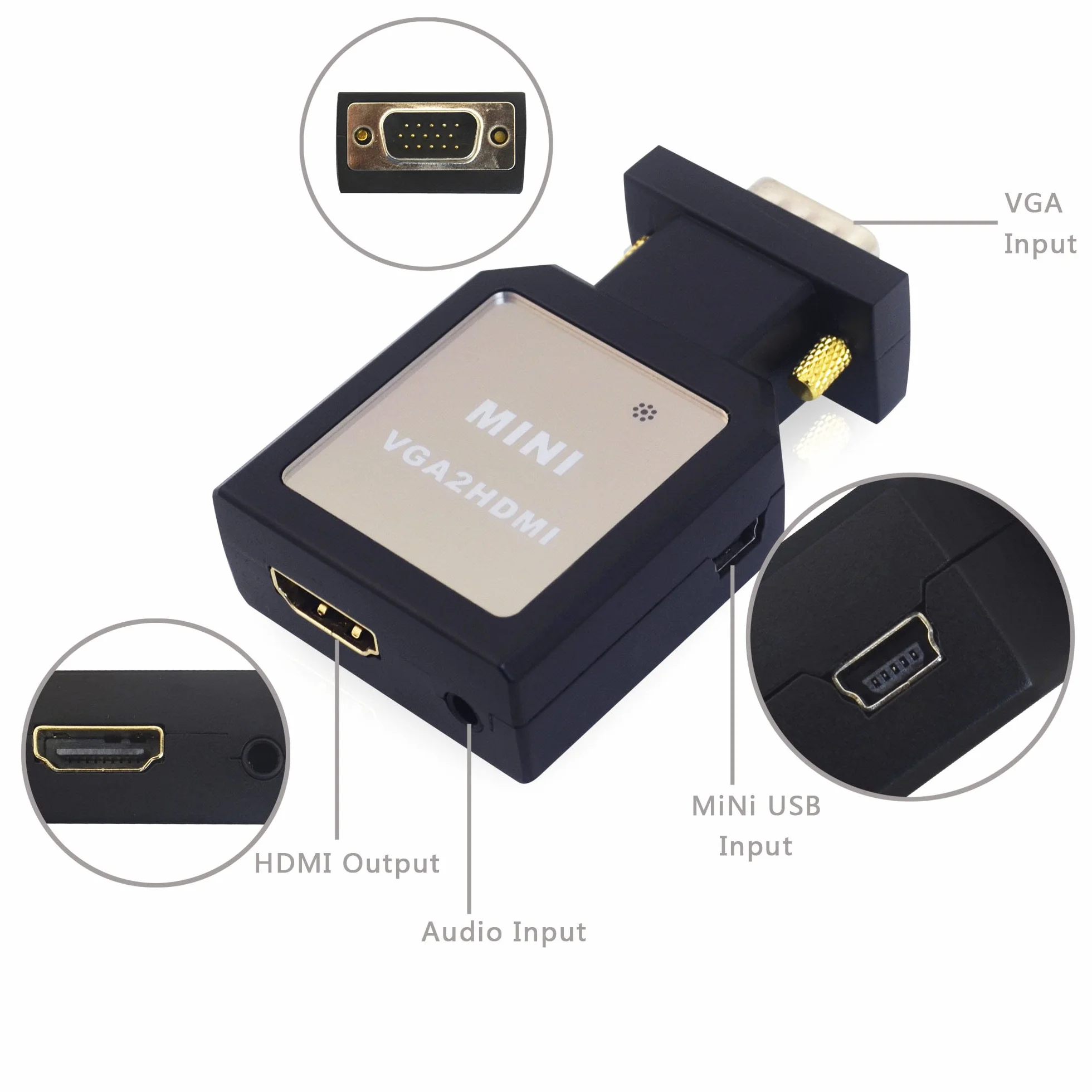 Leicke KN39752 konwerter VGA na HDMI Full HD | konwerter wideo | z Audio Line In