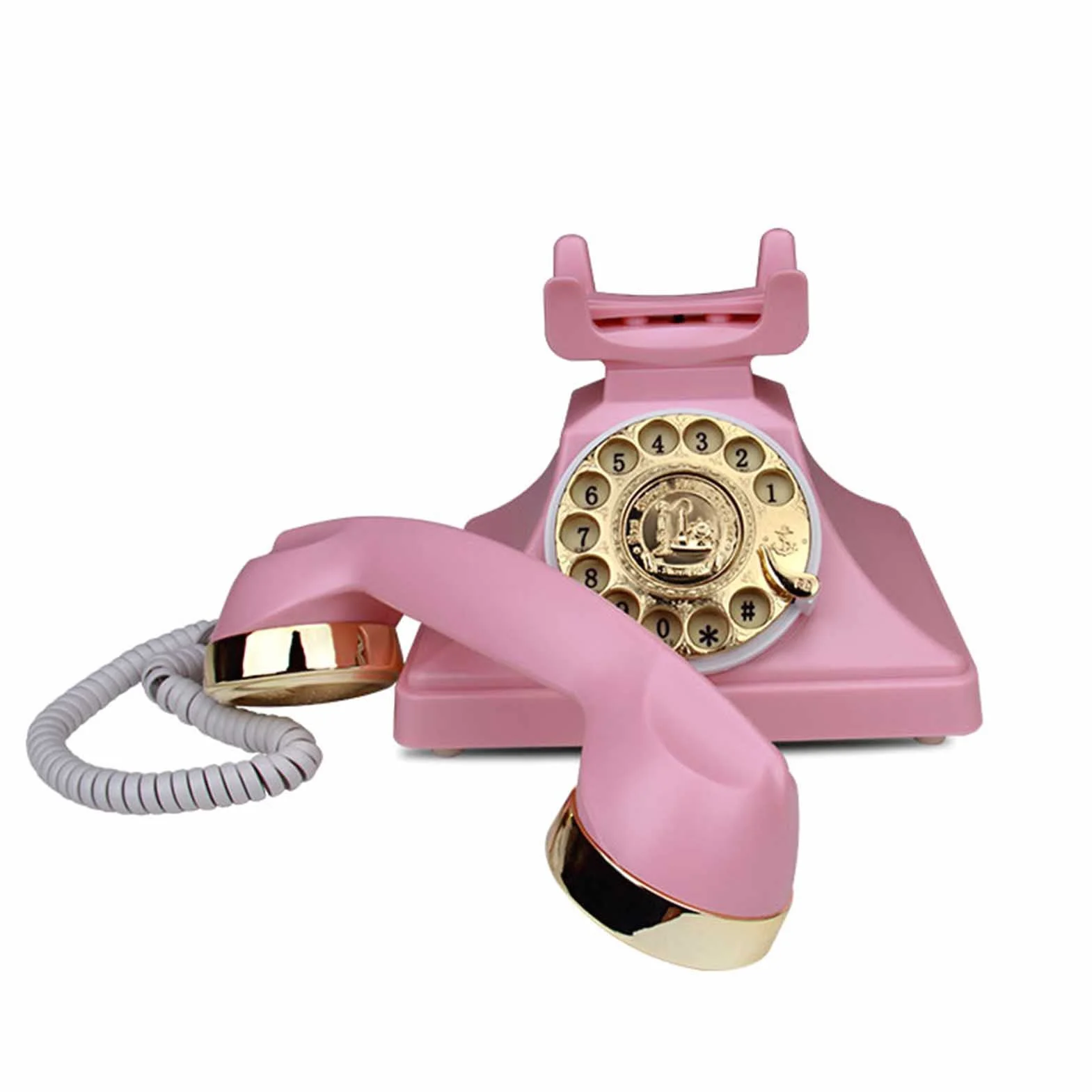 Retro staromodny telefon z obrotową tarczą, vintage mechaniczny dzwonek telefon stacjonarny telefon stacjonarny telefon biurkowy do domu, biura, baru, hotelu