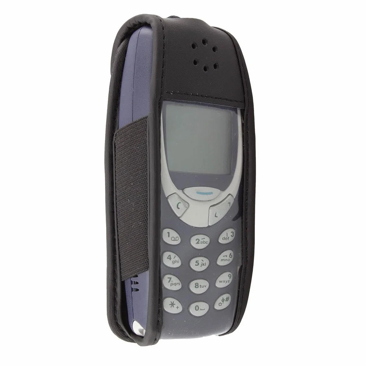 caseroxx skórzana torba z klipsem na pasek do Nokia 3310/330 z prawdziwej skóry, pokrowiec ochronny do noszenia na pasku (z przezroczystym oknem odpornym na zabrudzenia; Kolor czarny)